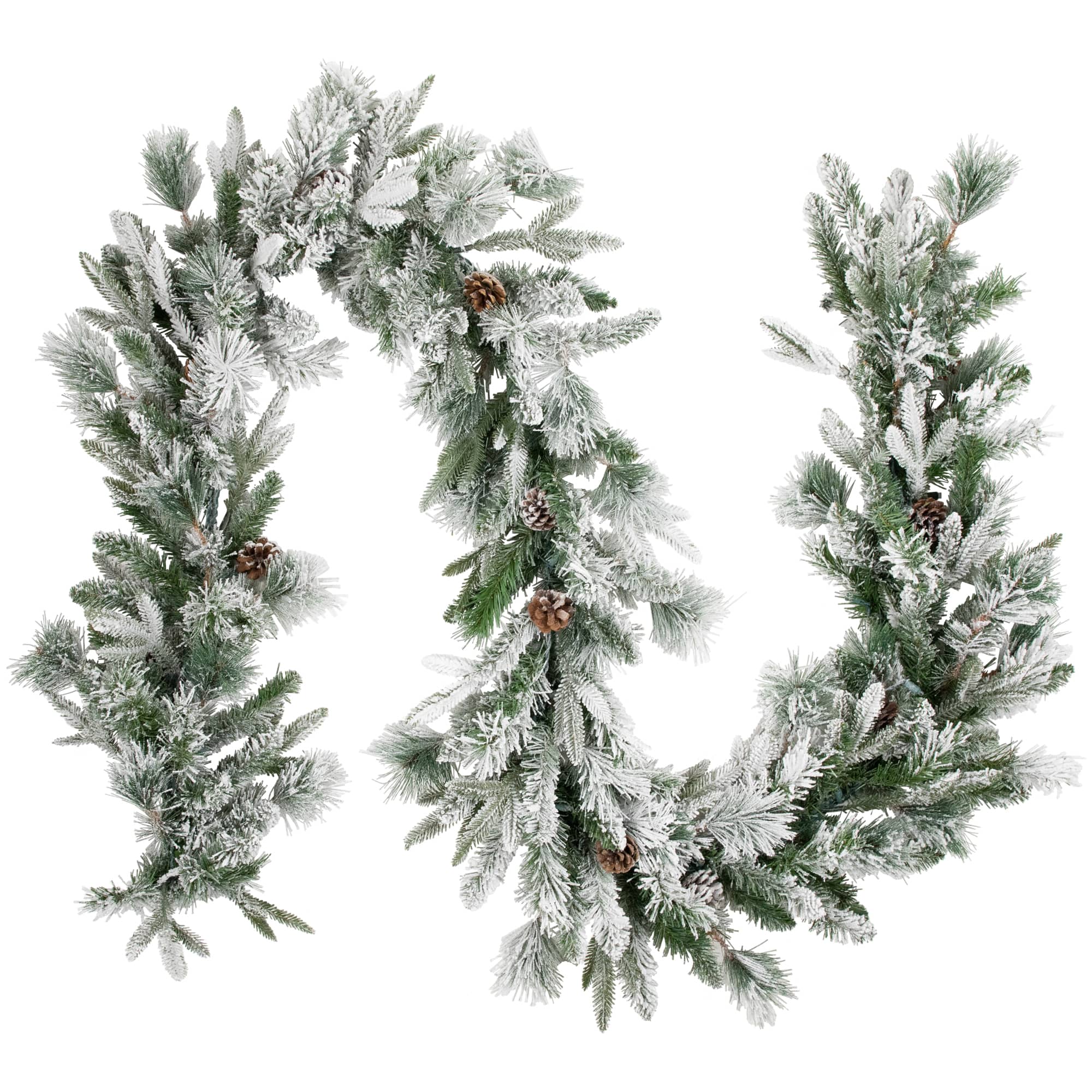 9ft. Pre-Lit Flocked Mixed Rosemary Emerald Pine Christmas Garland