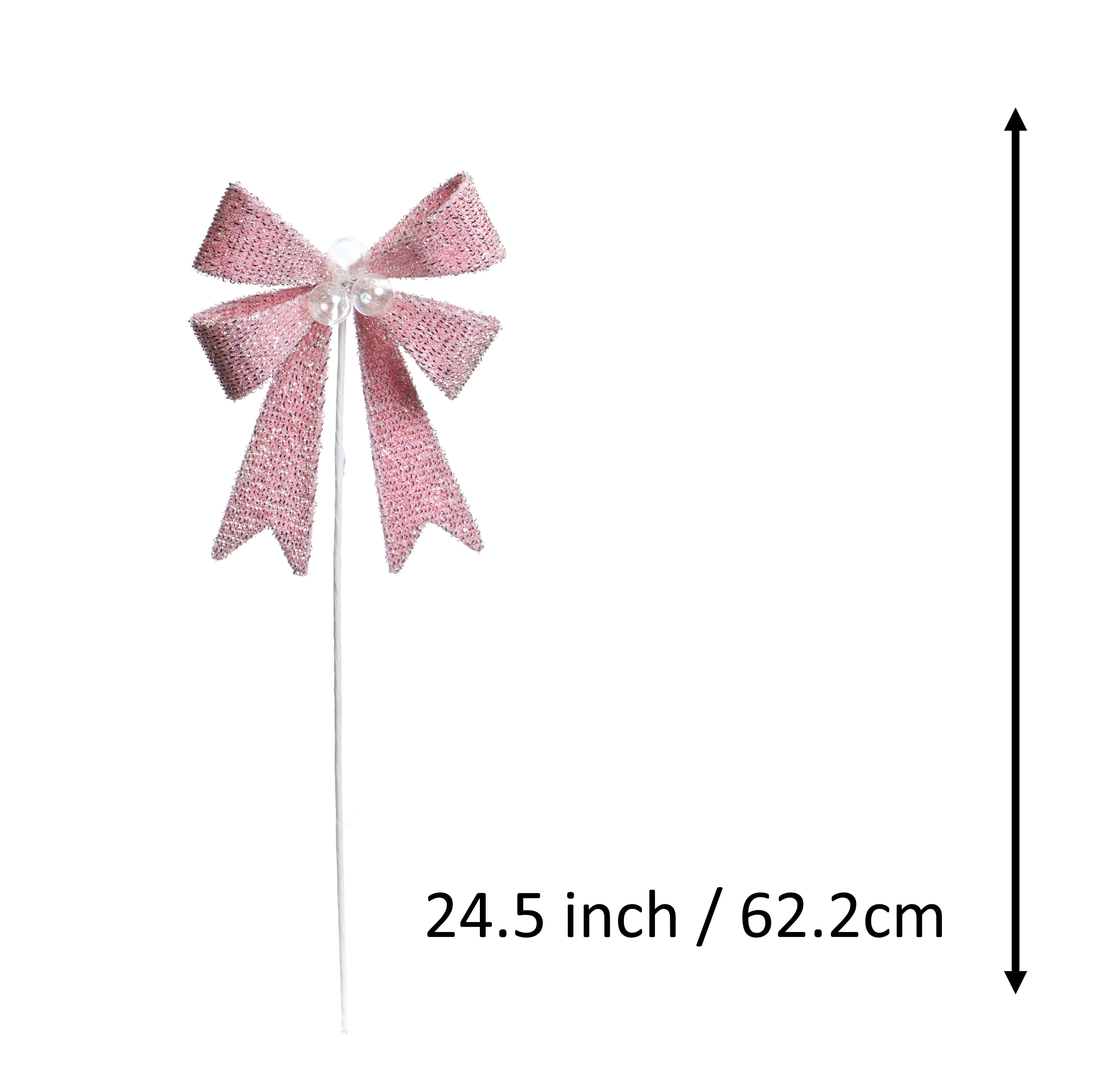 24.5&#x22; Pink Tinsel Ribbon Bow Stem by Ashland&#xAE;