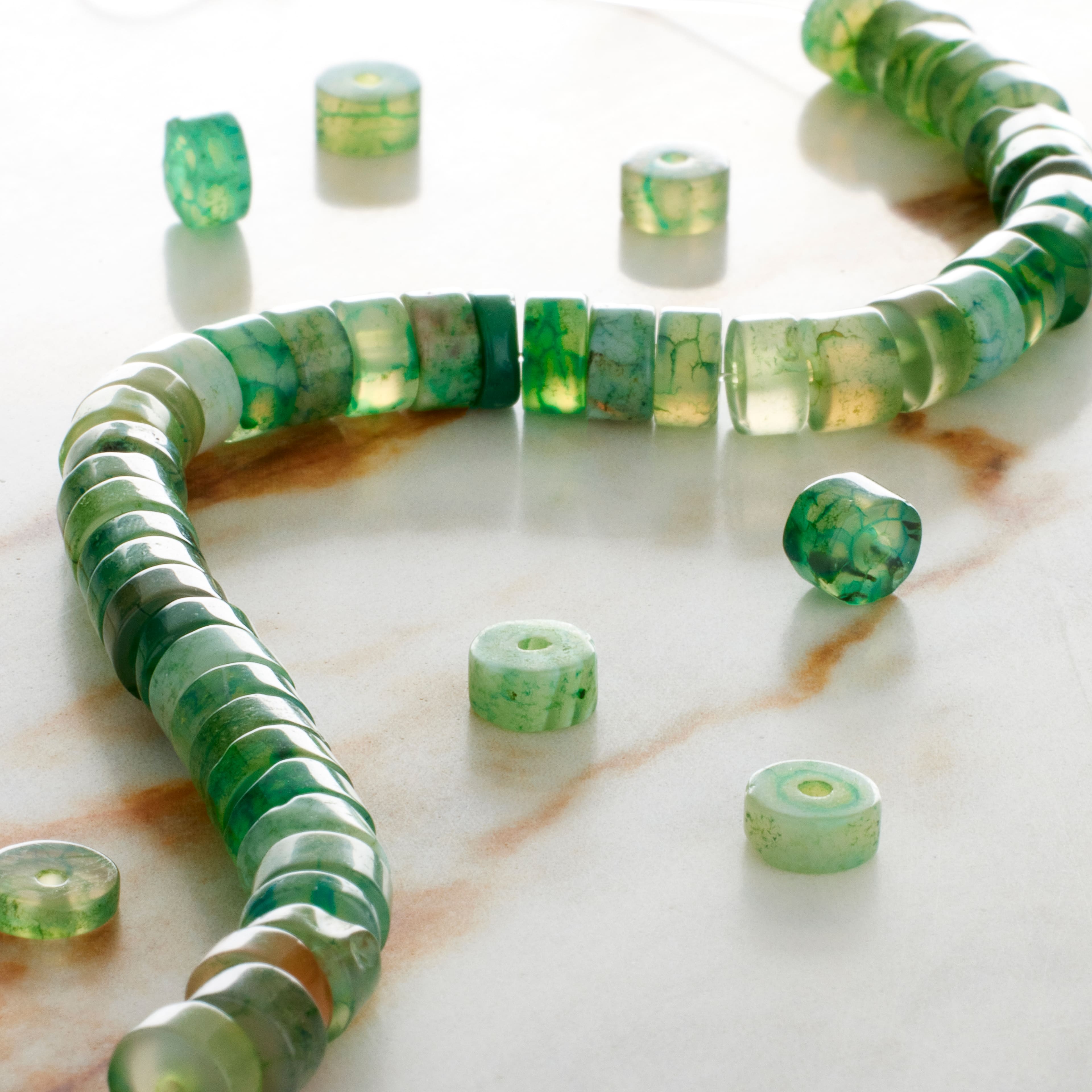 12 Pack: Green Agate Heishi Beads, 6mm by Bead Landing™