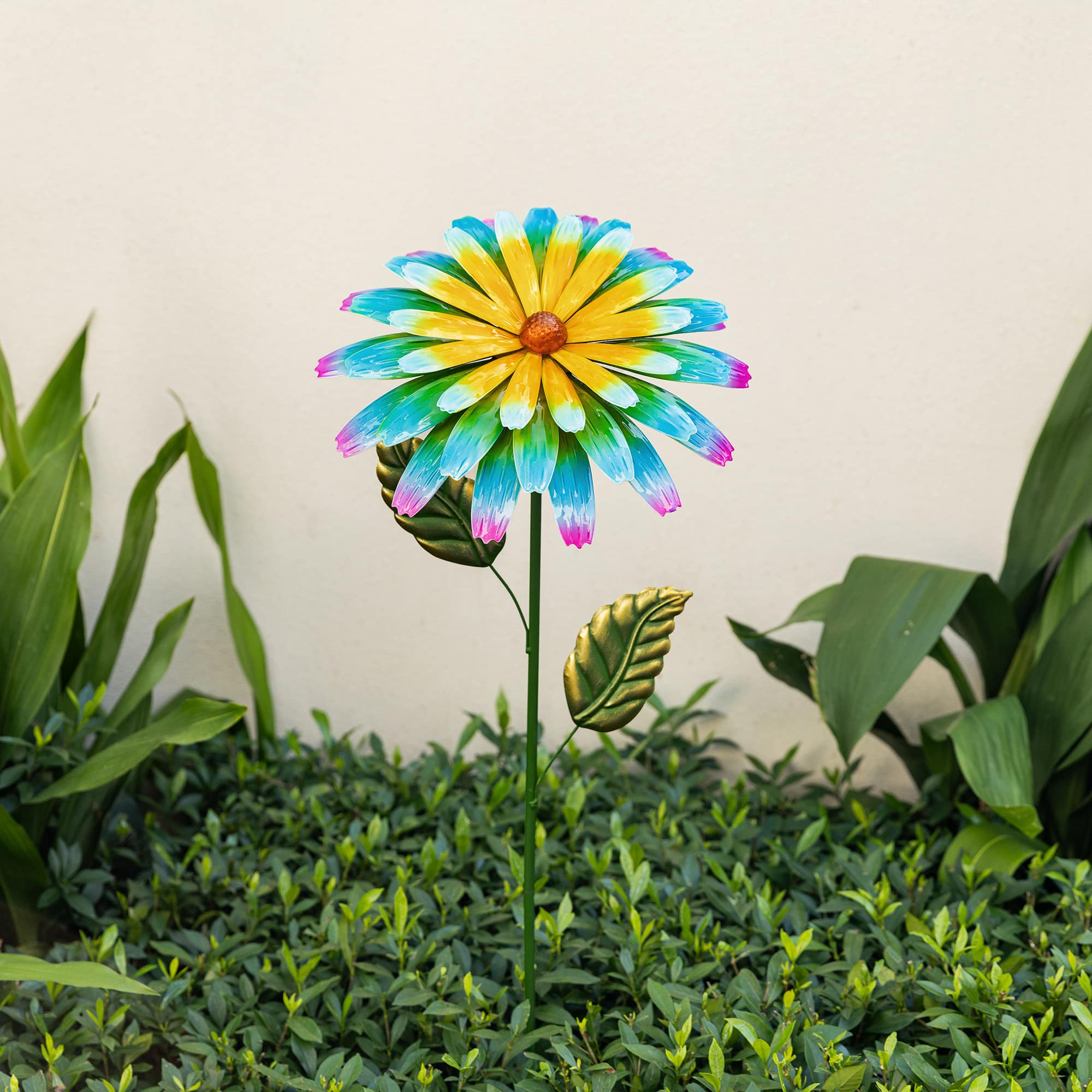 Glitzhome® 41" Multi Garden Painted Metal Flower Garden Yard Stake