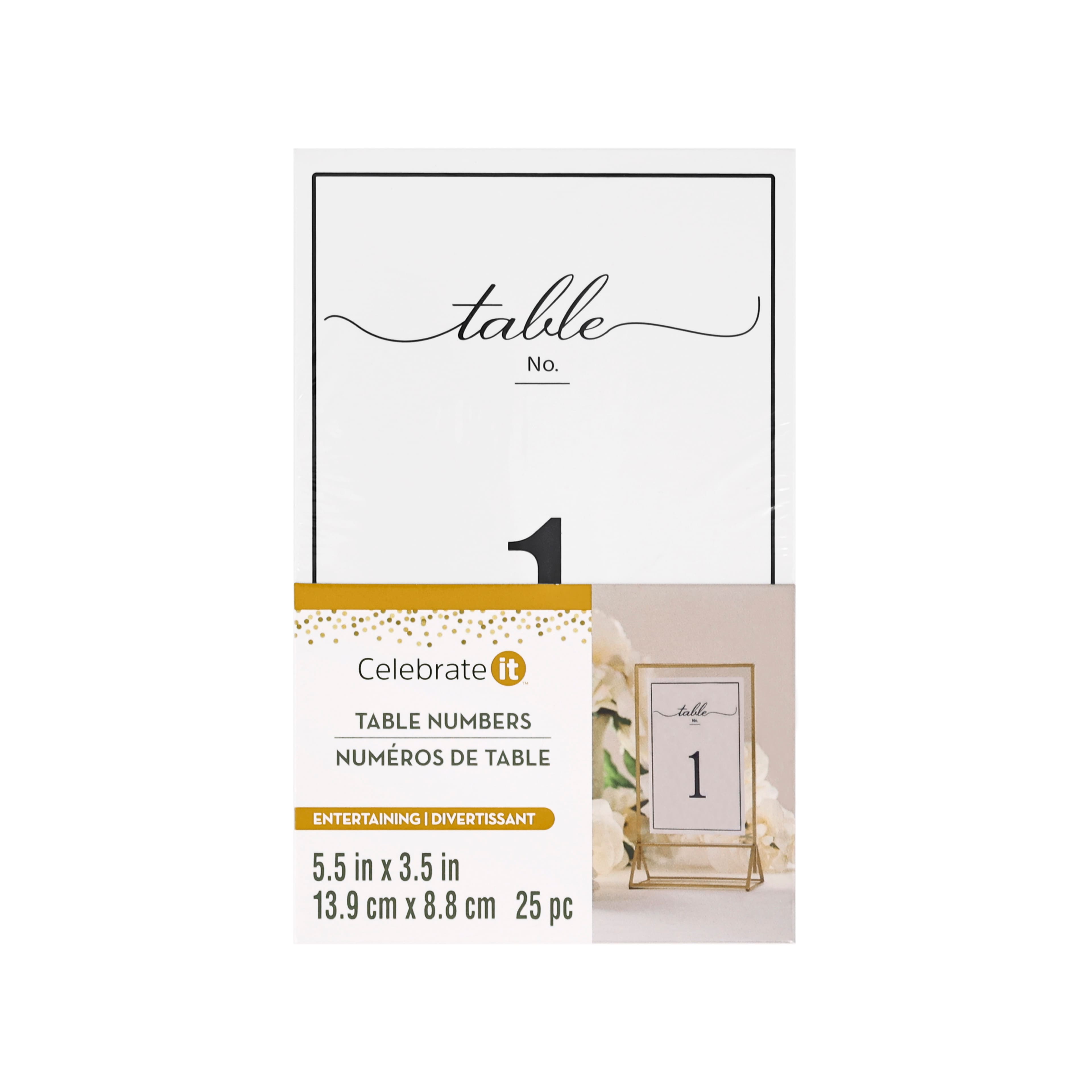 5.5&#x22; x 3.5&#x22; Black 1 to 25 Table Number Card Set by Celebrate It&#x2122;