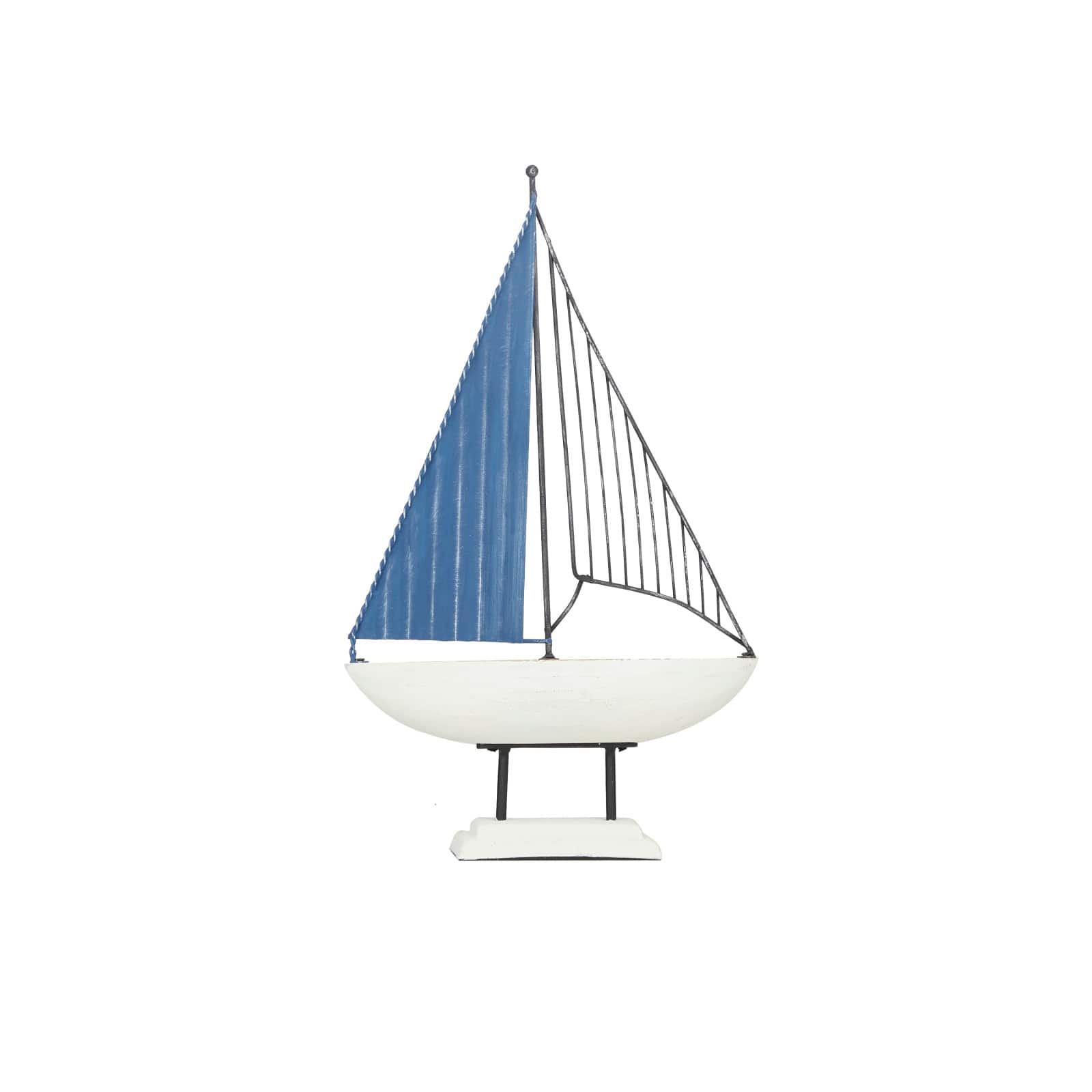 Blue Metal Nautical Boat Sculpture 17 x 10 x 4 By Ivory And Iris