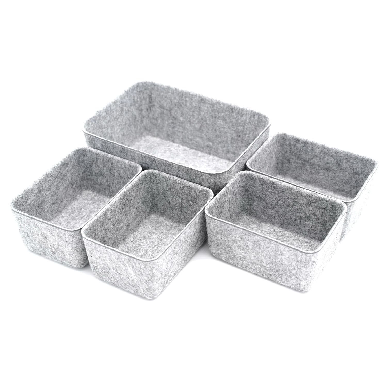 Welaxy Felt 5 Piece Drawer Organizer Bins