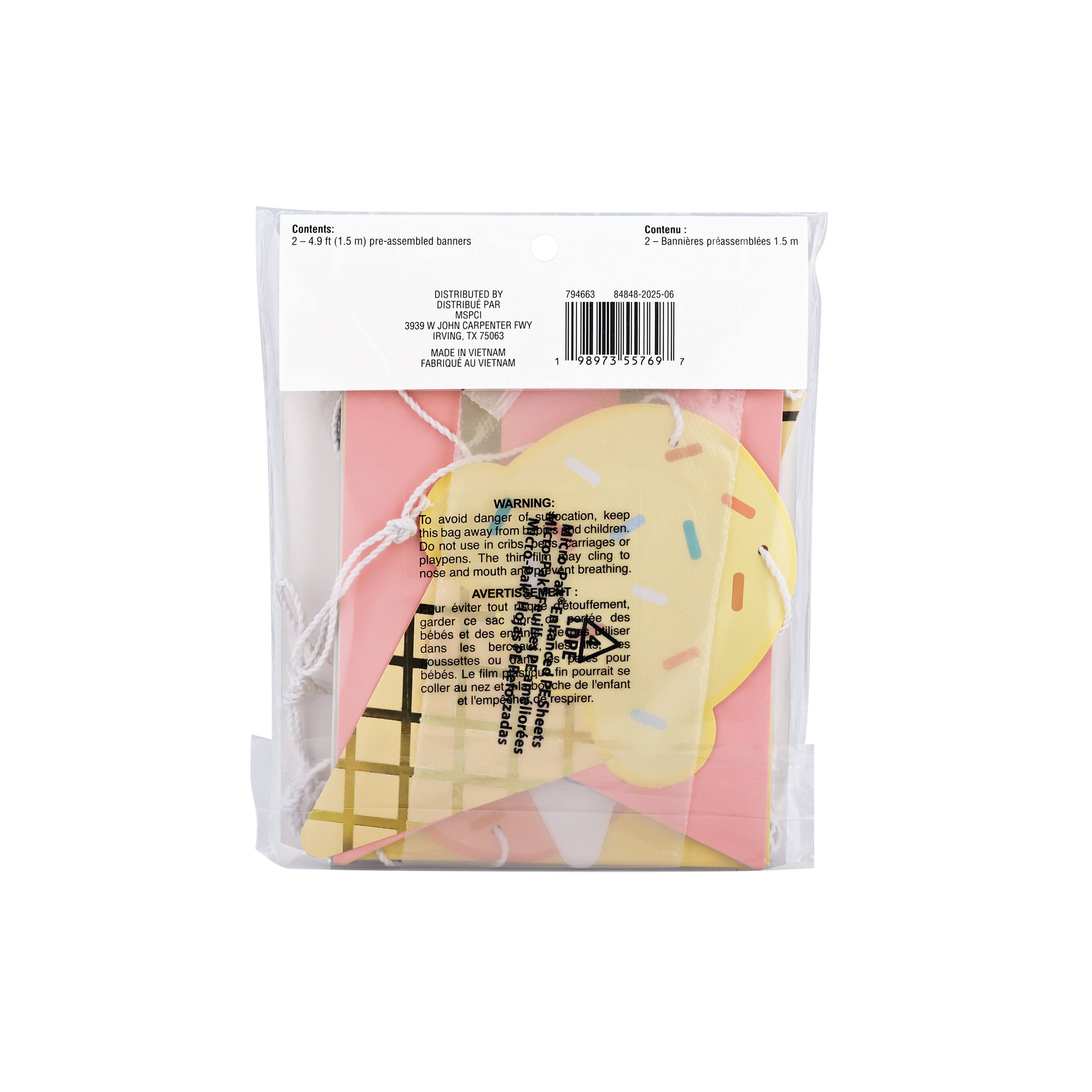 12 Pack: 5ft. Ice Cream Happy Birthday Banner Set by Celebrate It™