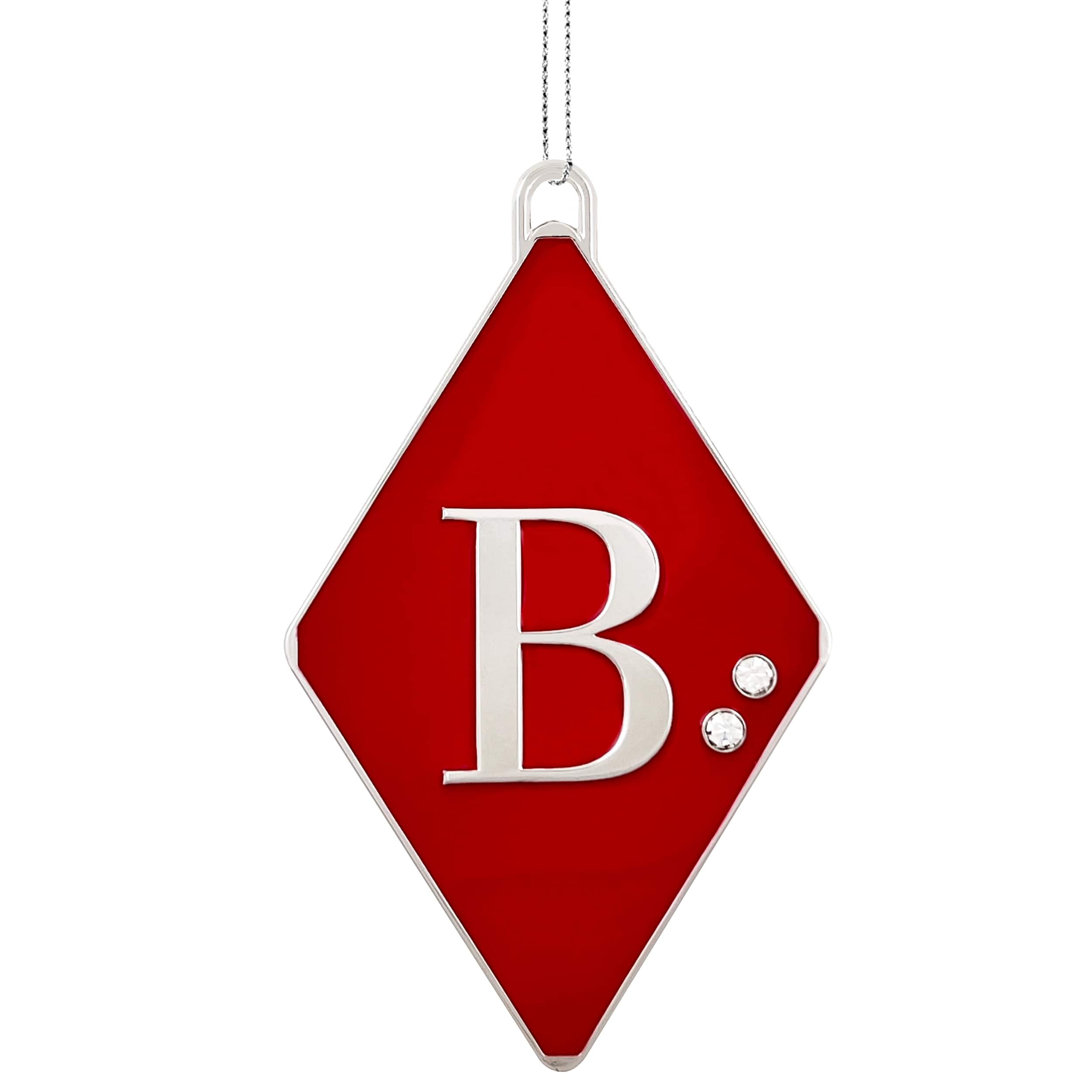 Geometric Enameled Monogram Tag Ornament with Rhinestones by Ashland&#xAE;