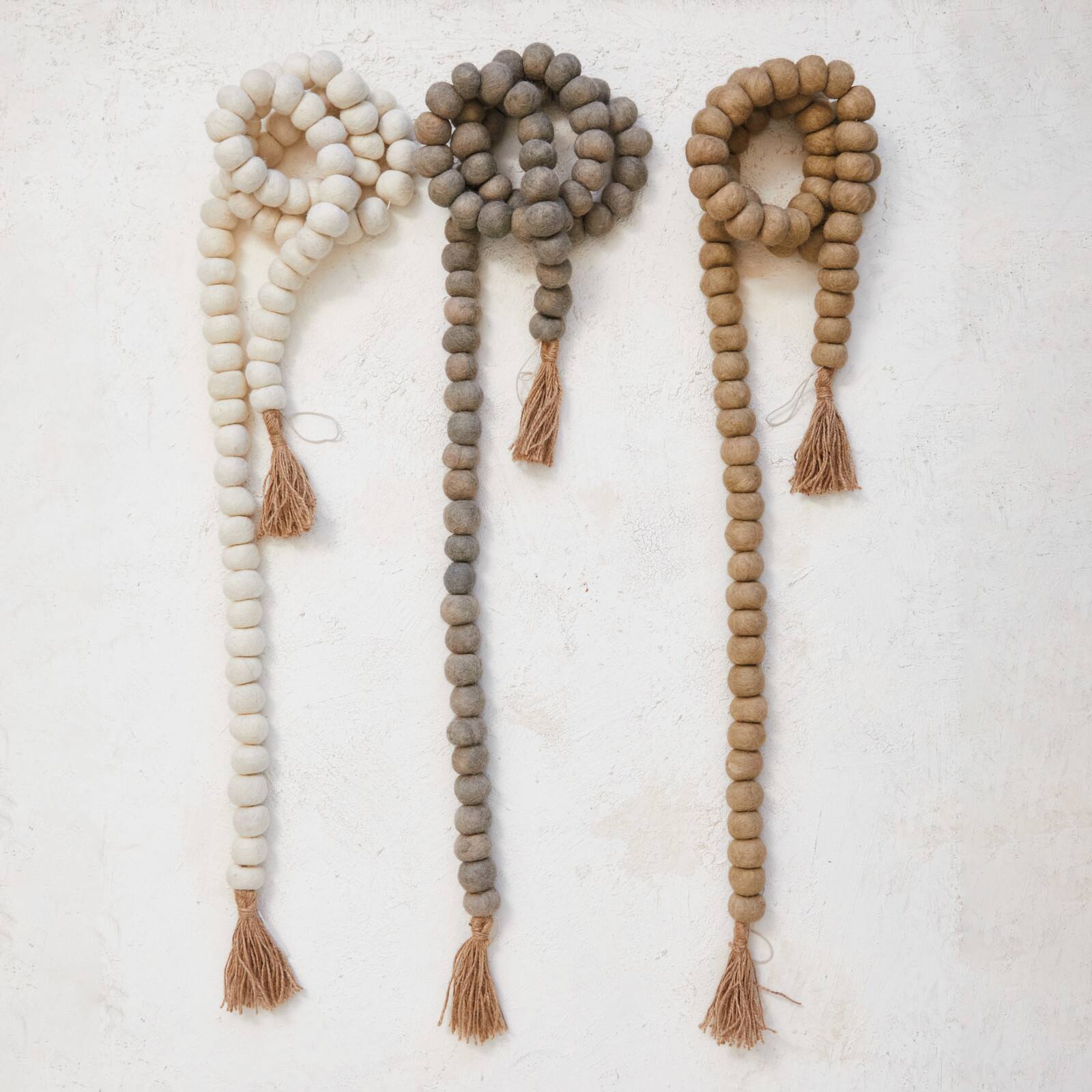 Hello Honey&#xAE; 6ft. Handmade Wool Felt Ball Garland with Jute Tassels
