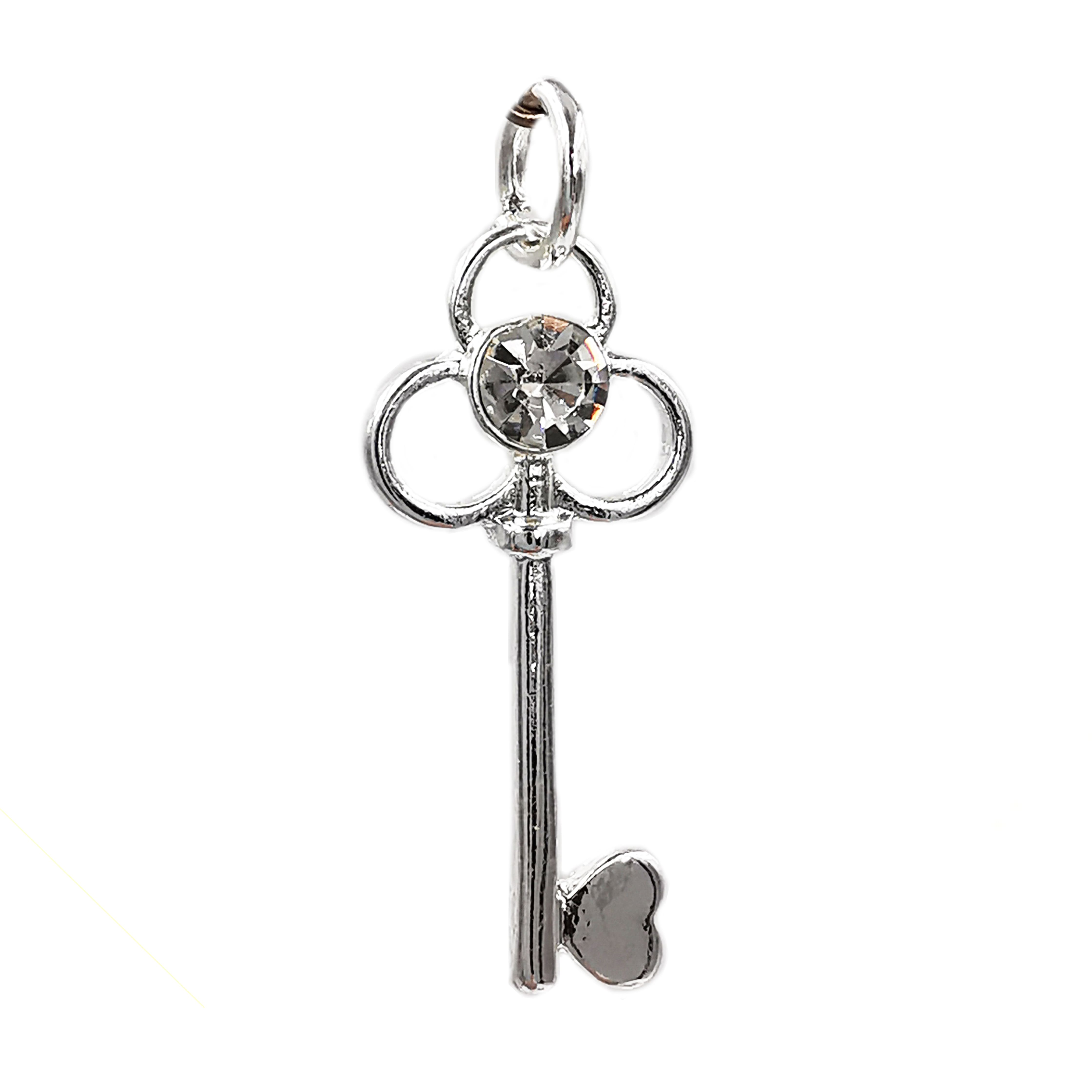 Charmalong™ Silver Plated Crystal Key Charm by Bead Landing