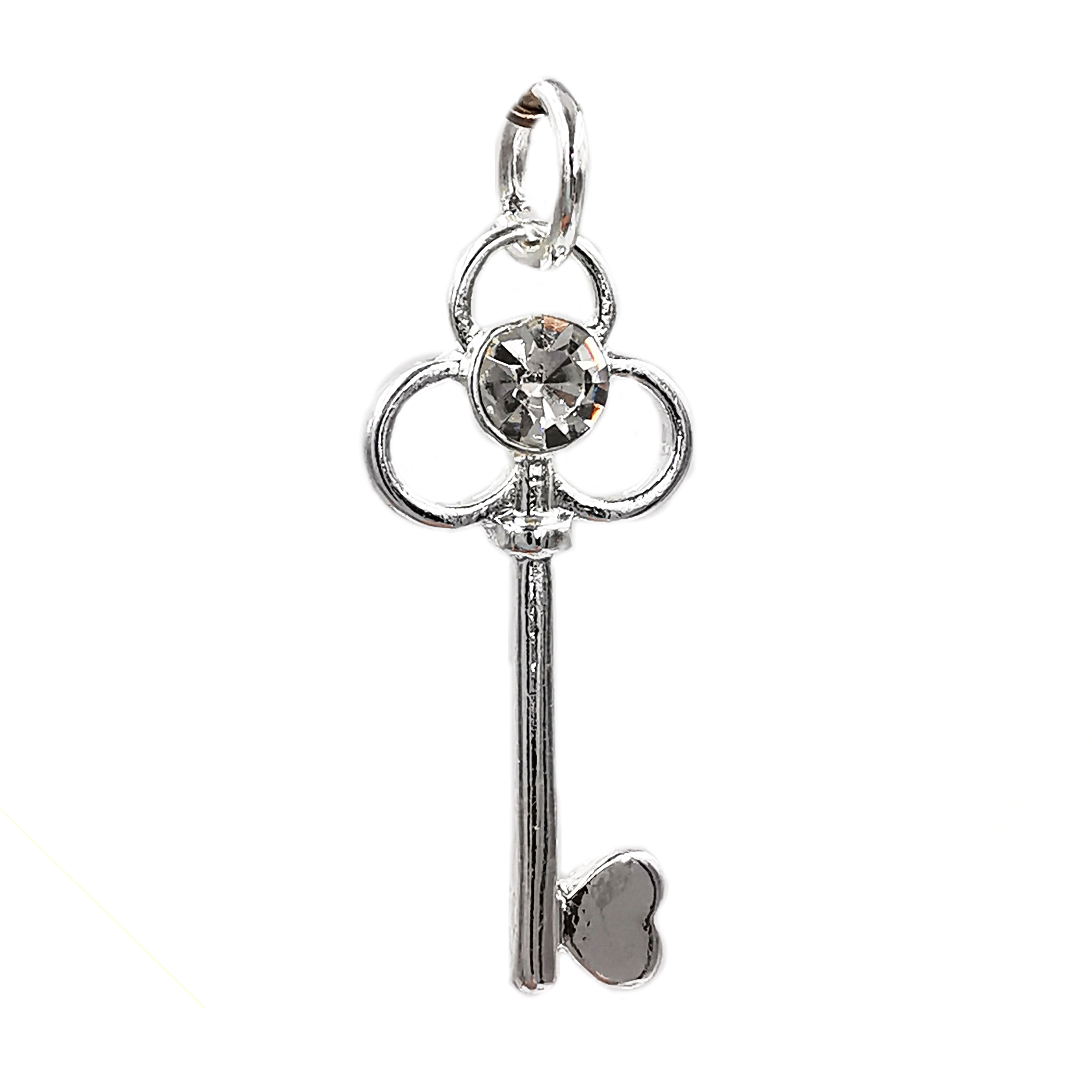 Charmalong™ Silver Plated Crystal Key Charm by Bead Landing™