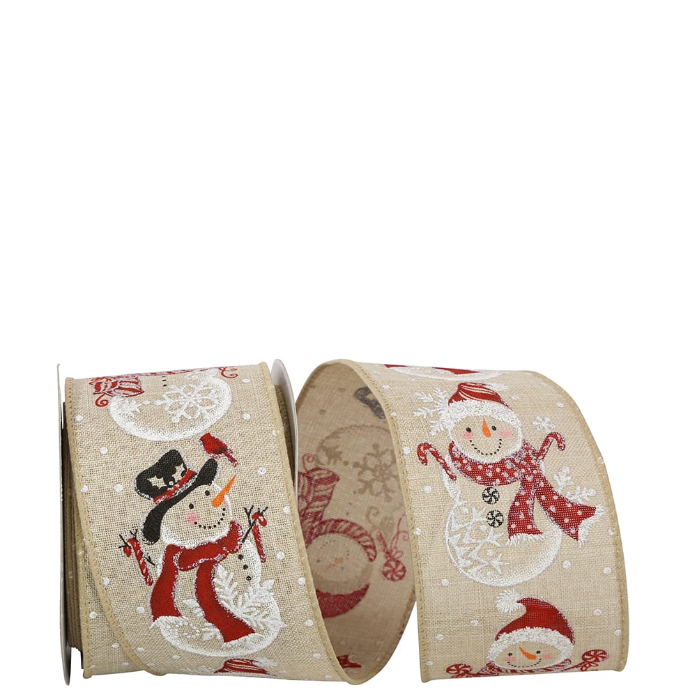 JAM Paper 2.5&#x22; x 10yd. Wired Snowman Row Ribbon