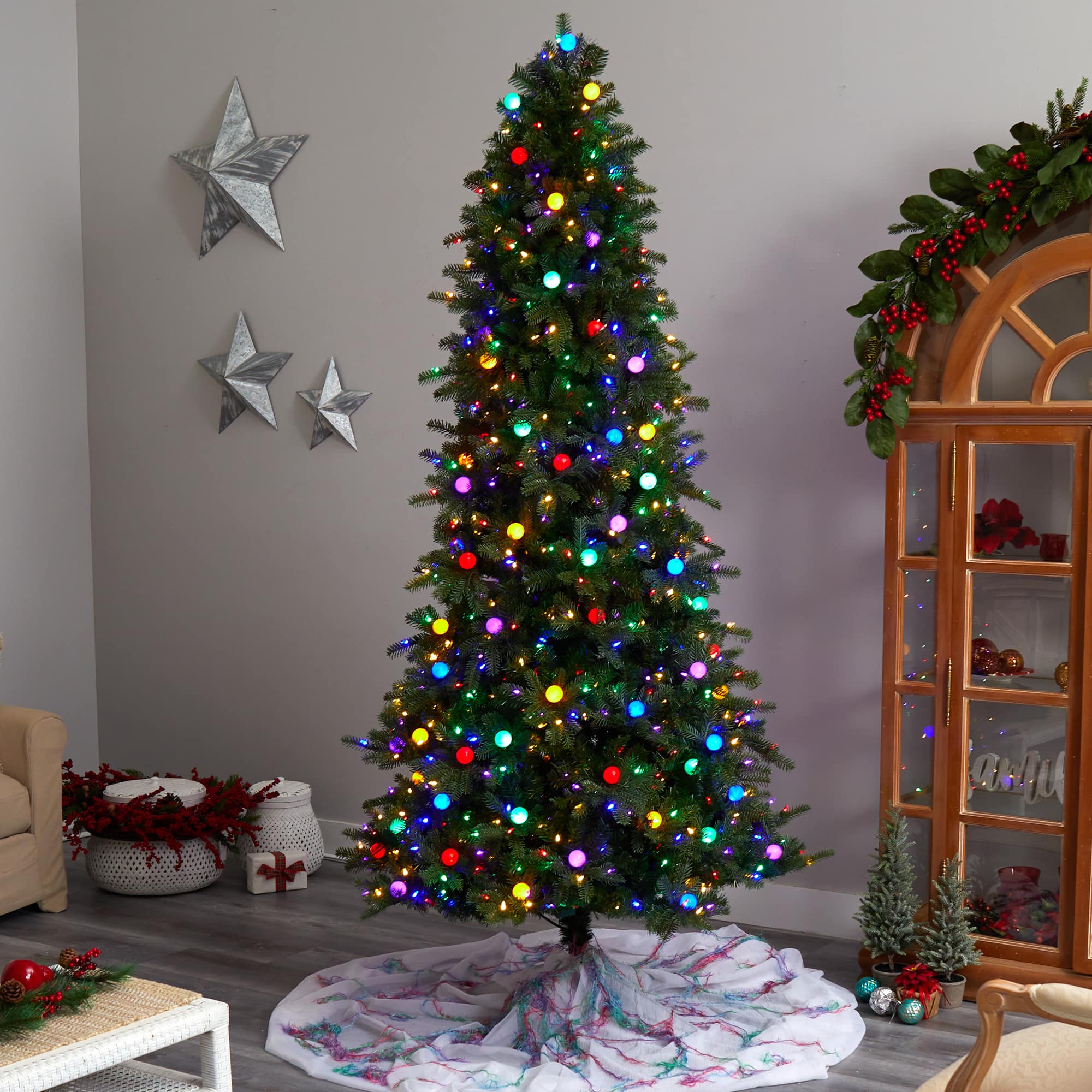 8.5ft. Pre-Lit Montana Mountain Fir Artificial Christmas Tree ...