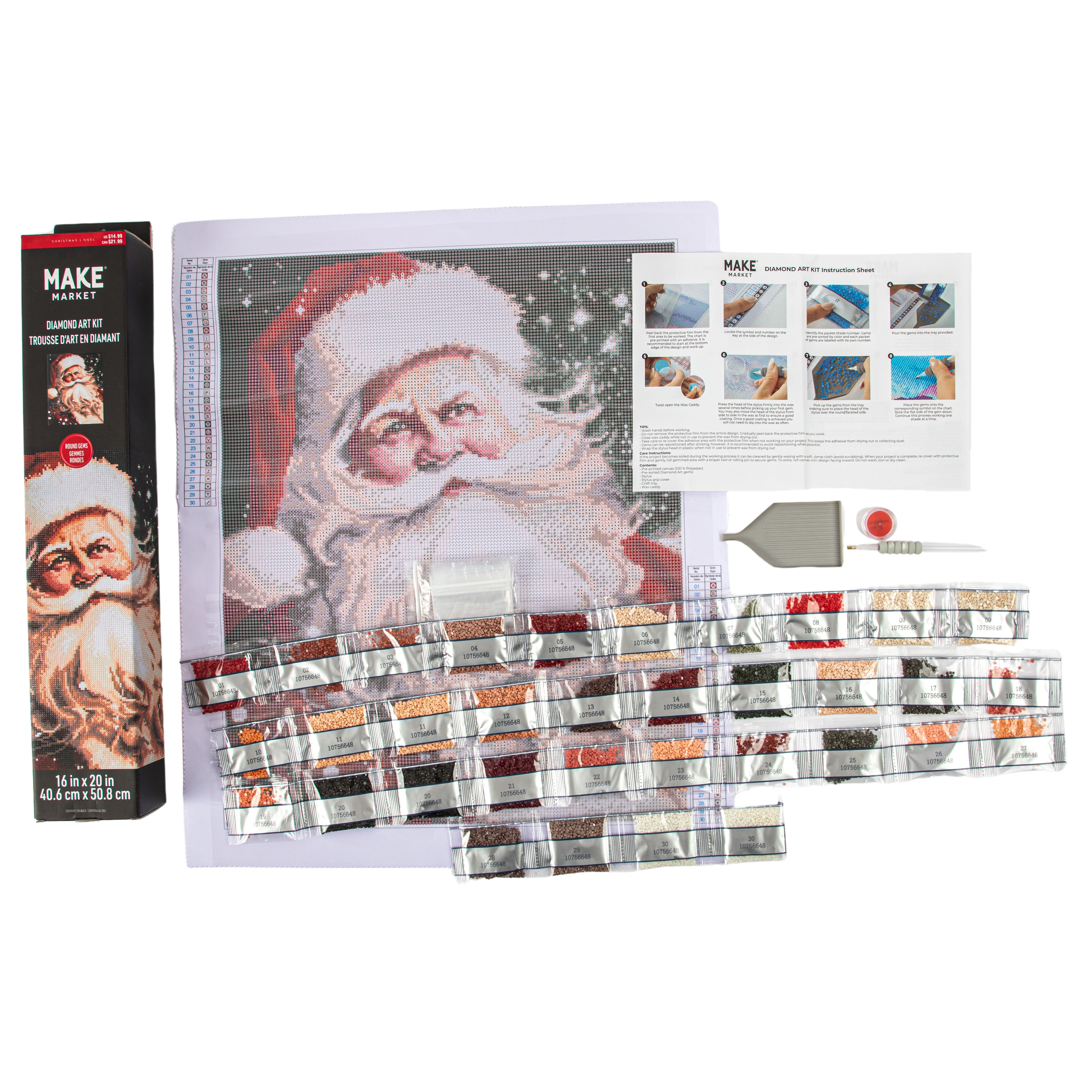 16&#x22; x 20&#x22; Santa Diamond Art Kit by Make Market&#xAE;