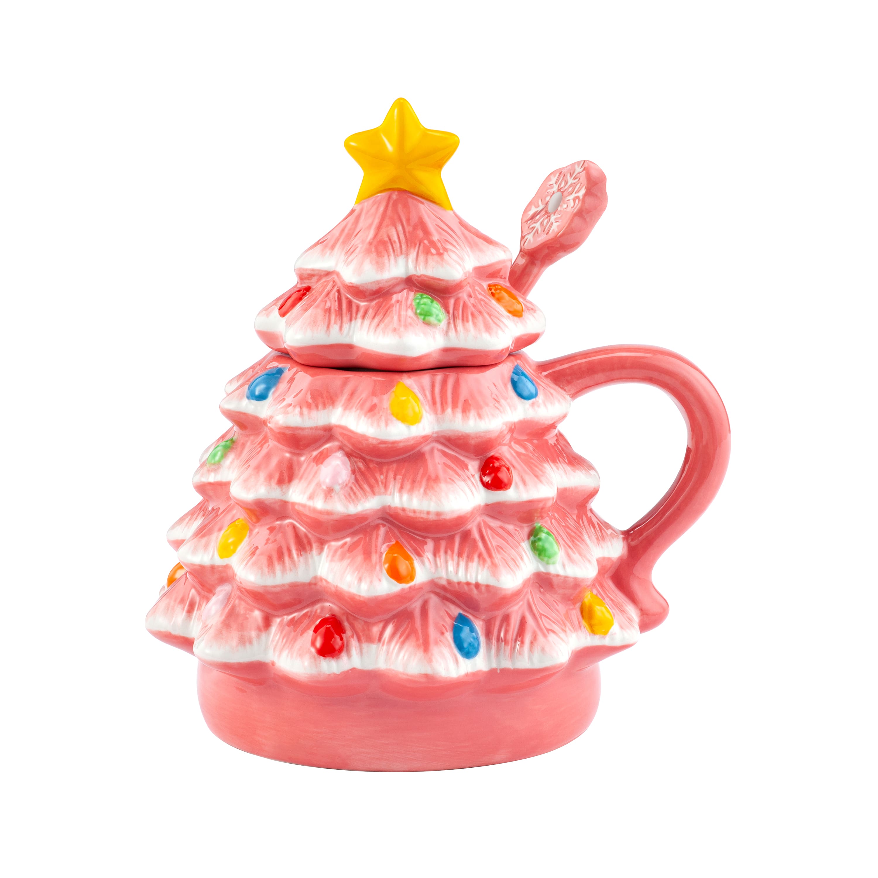 Pink Lidded Nostalgic Tree Mug with Spoon