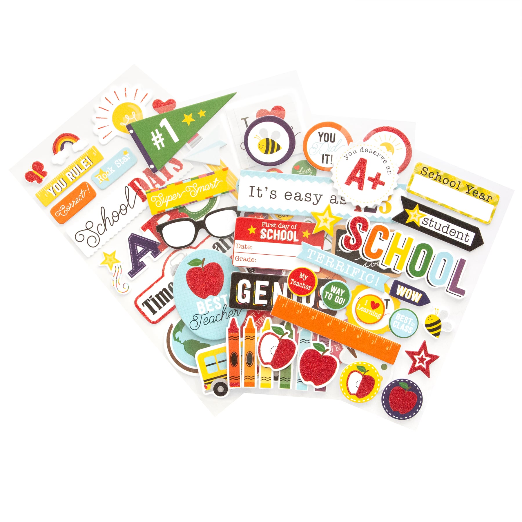12 Pack: School Flipbook Chipboard Dimensional Stickers by Recollections™