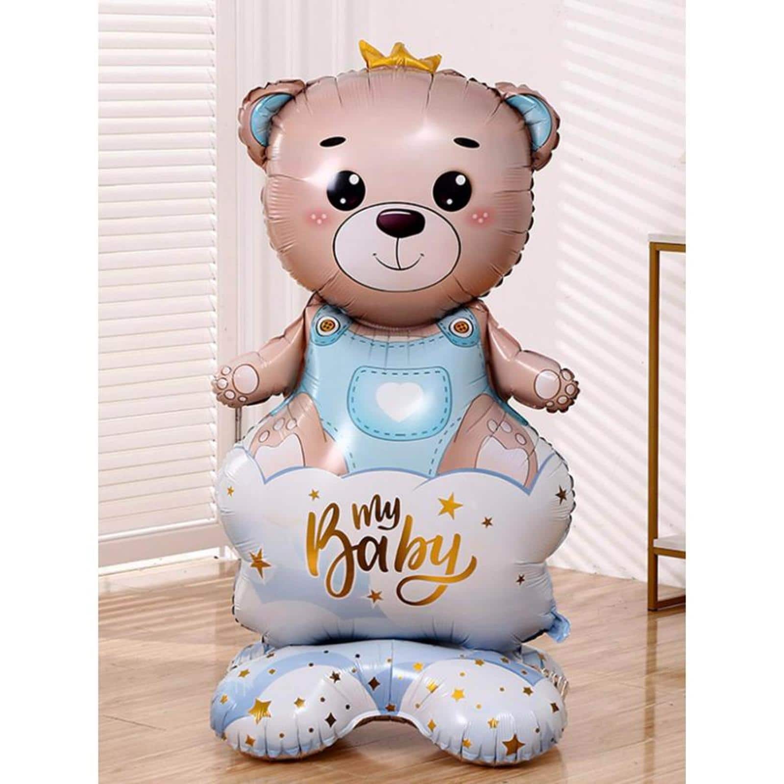Wizardi Boy Bear with Crown Standing Foil Balloon Decoration
