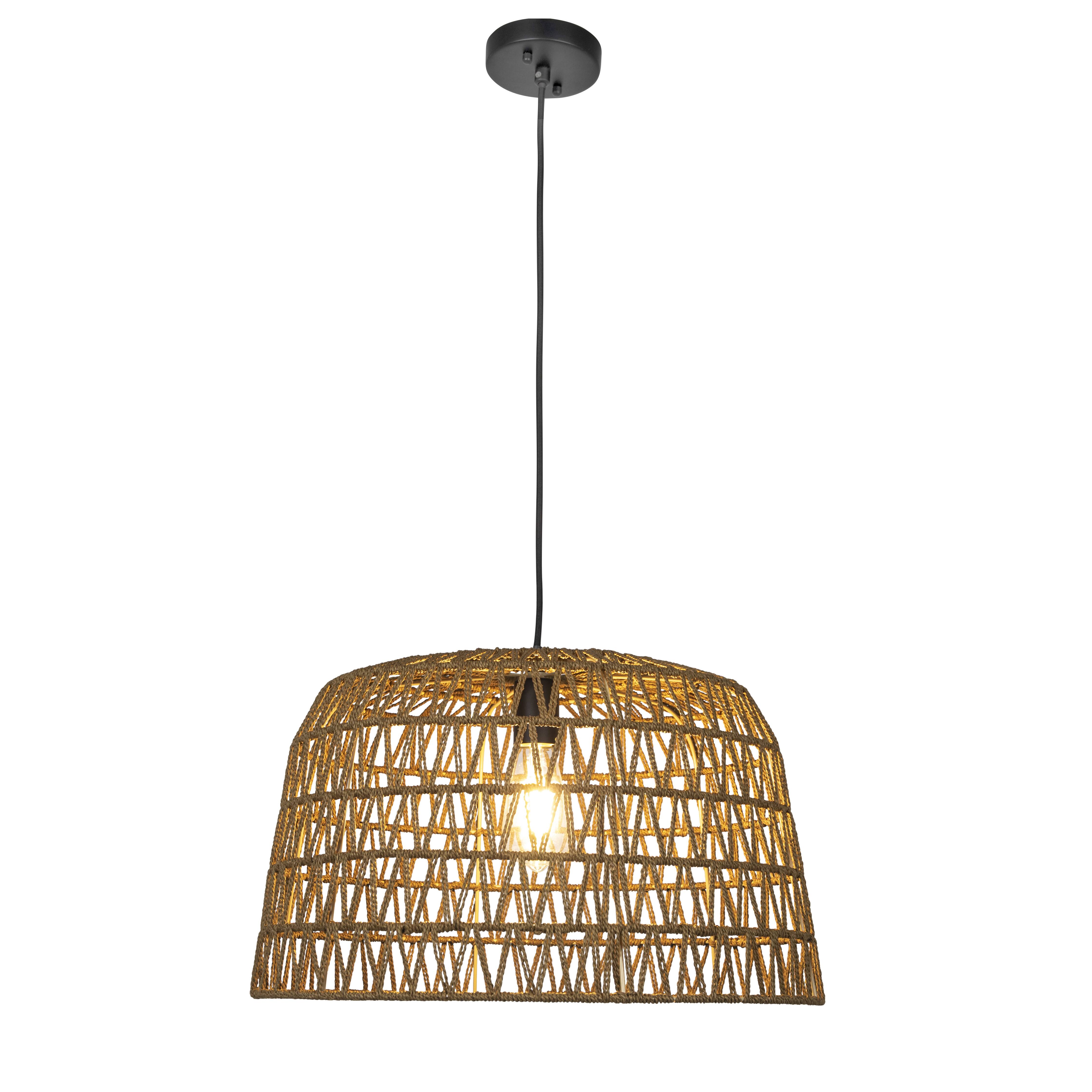 Hello Honey® 19.5" Boho Open Weave Metal and Paper Rope Ceiling Light