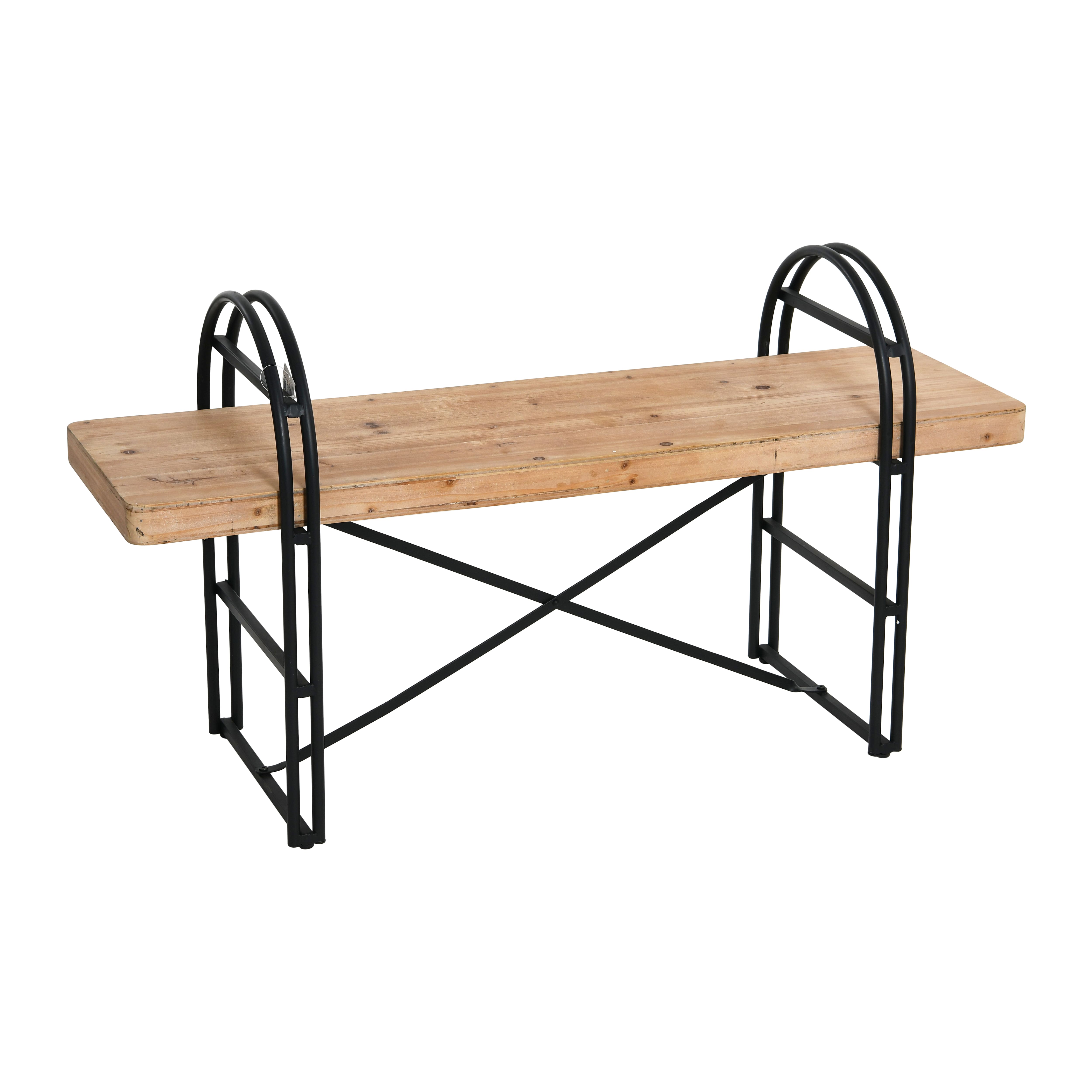 Hello Honey® 48" Light Brown Driftwood & Black Iron Bench