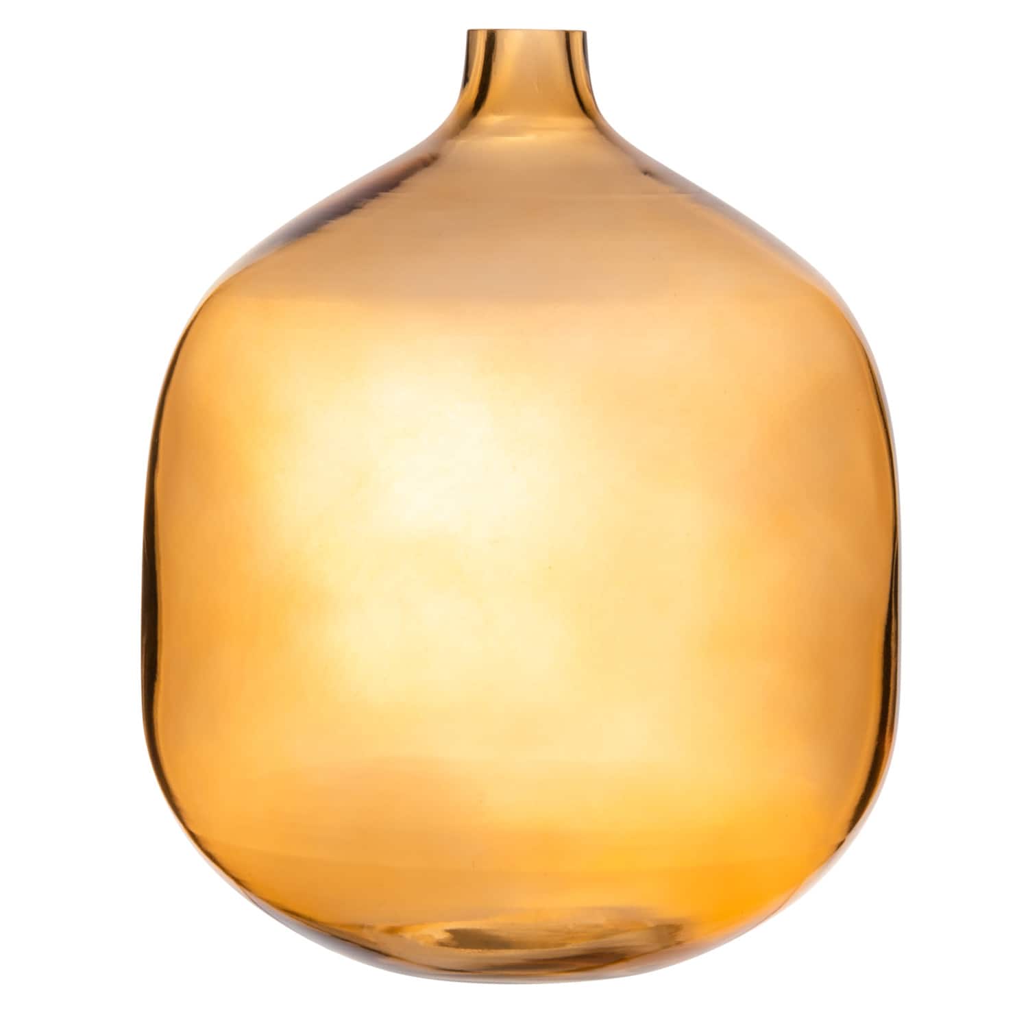 Hello Honey&#xAE; 8&#x22; Amber Modern Round Tinted Glass Vase