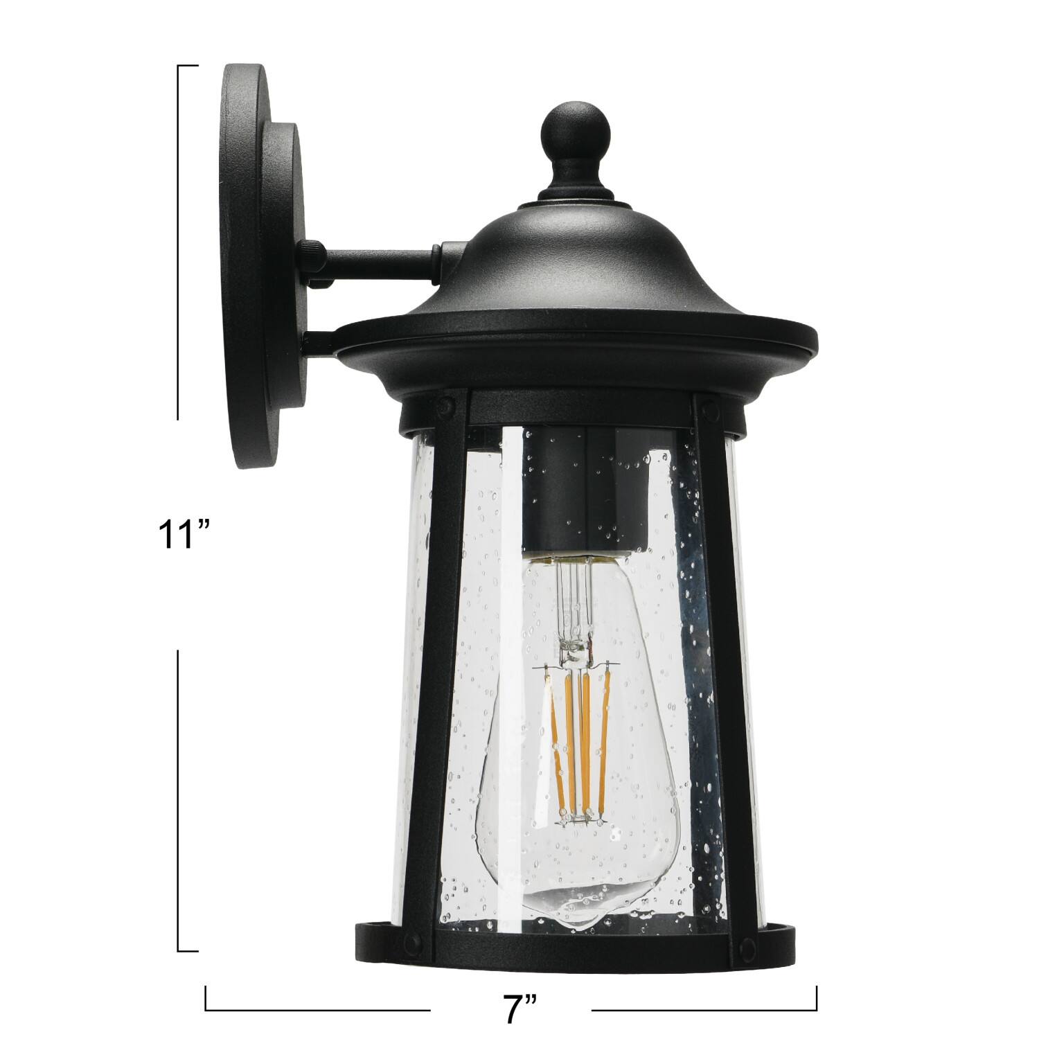 Hello Honey® Robert Stevenson Lighting Portside Matte Black Metal & Seedy Glass Outdoor Light