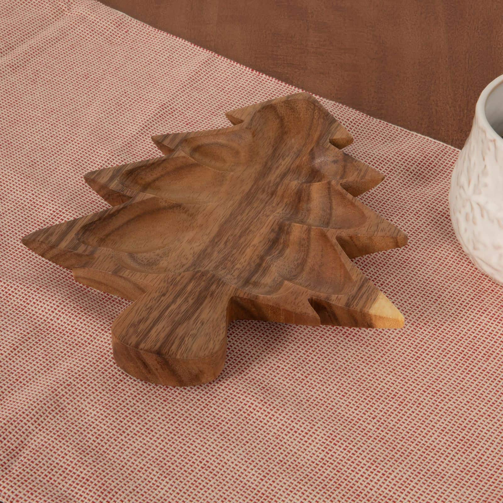 Hello Honey® Acacia Wood Christmas Tree Shaped Serving Bowl