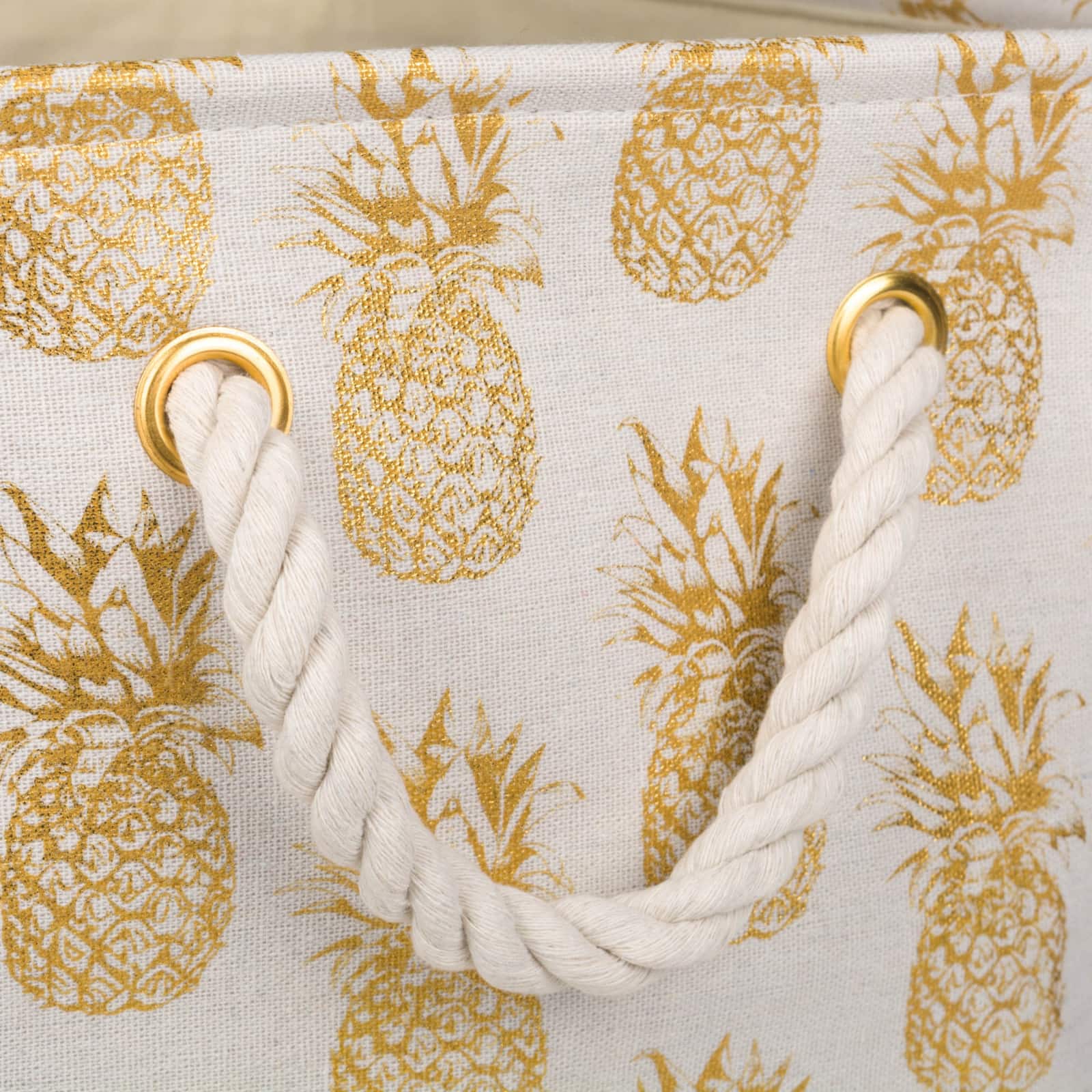 DII® Medium Rectangle Gold Pineapple Polyester Bin