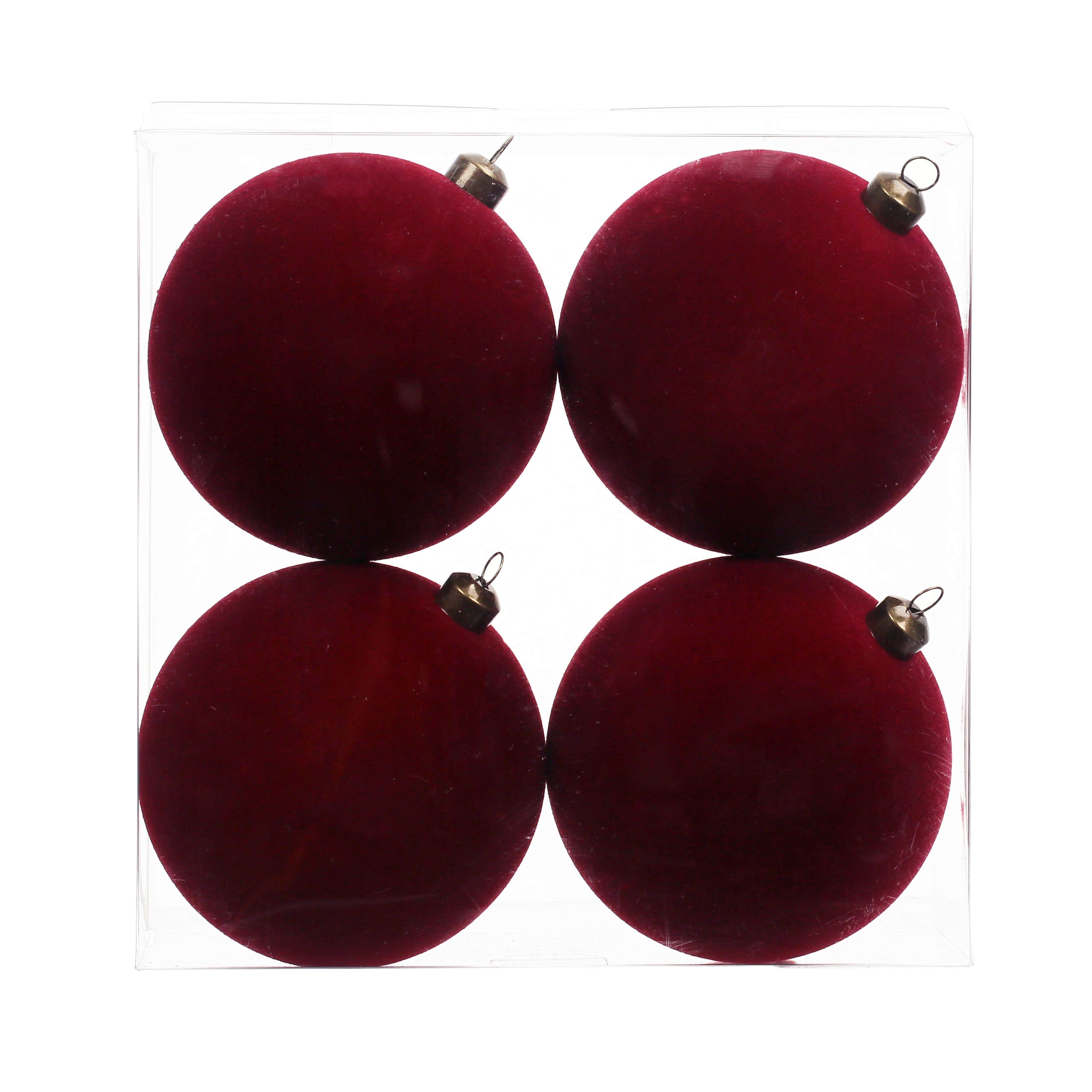 4 Pack 3.8&#x22; Flocked Shatterproof Ball Ornaments by Ashland&#xAE;