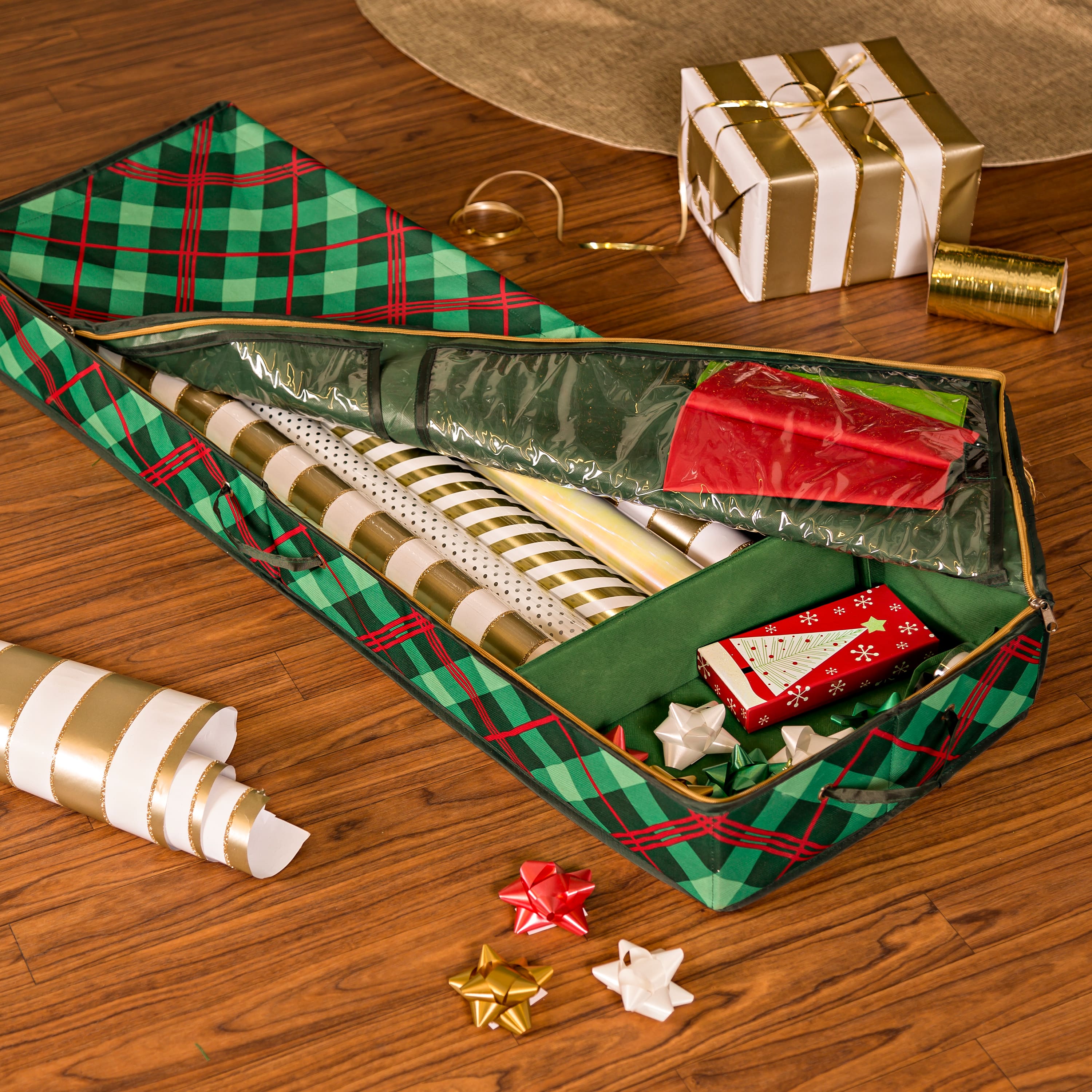 Honey Can Do Plaid Gift Wrap Organizer