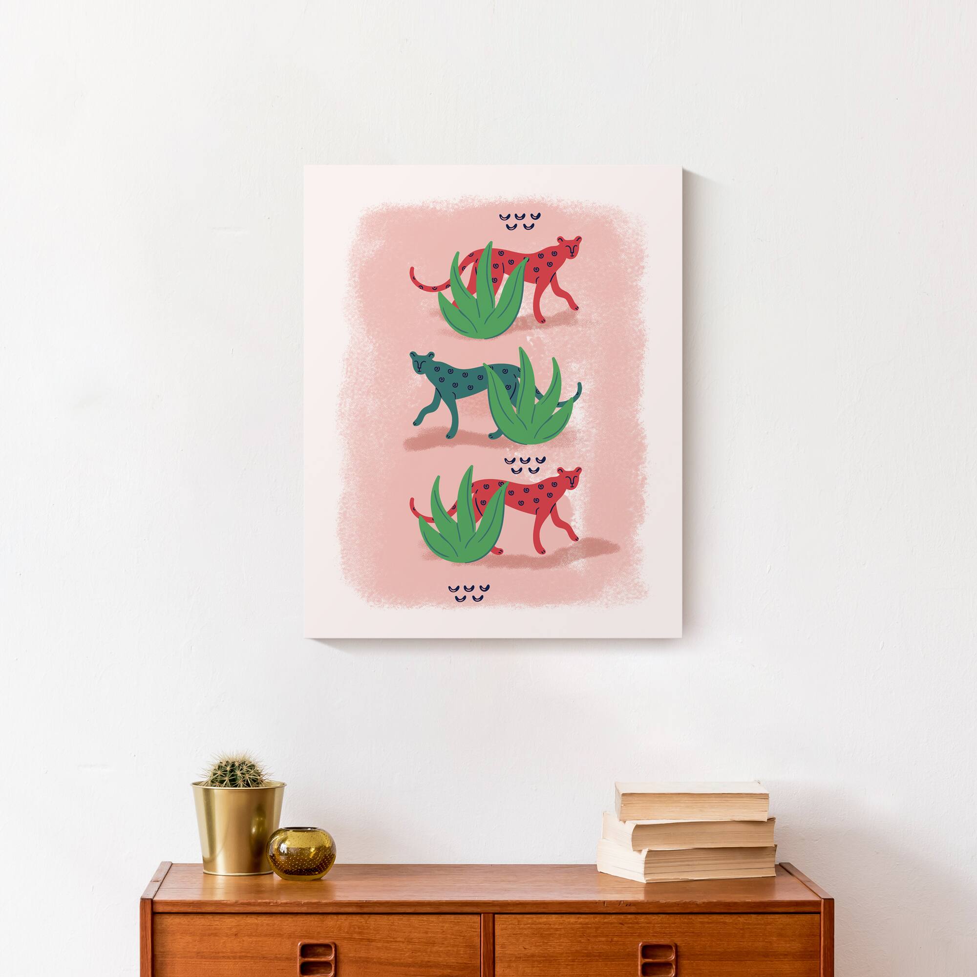 Cheetahs in Leaves Canvas Wall Art