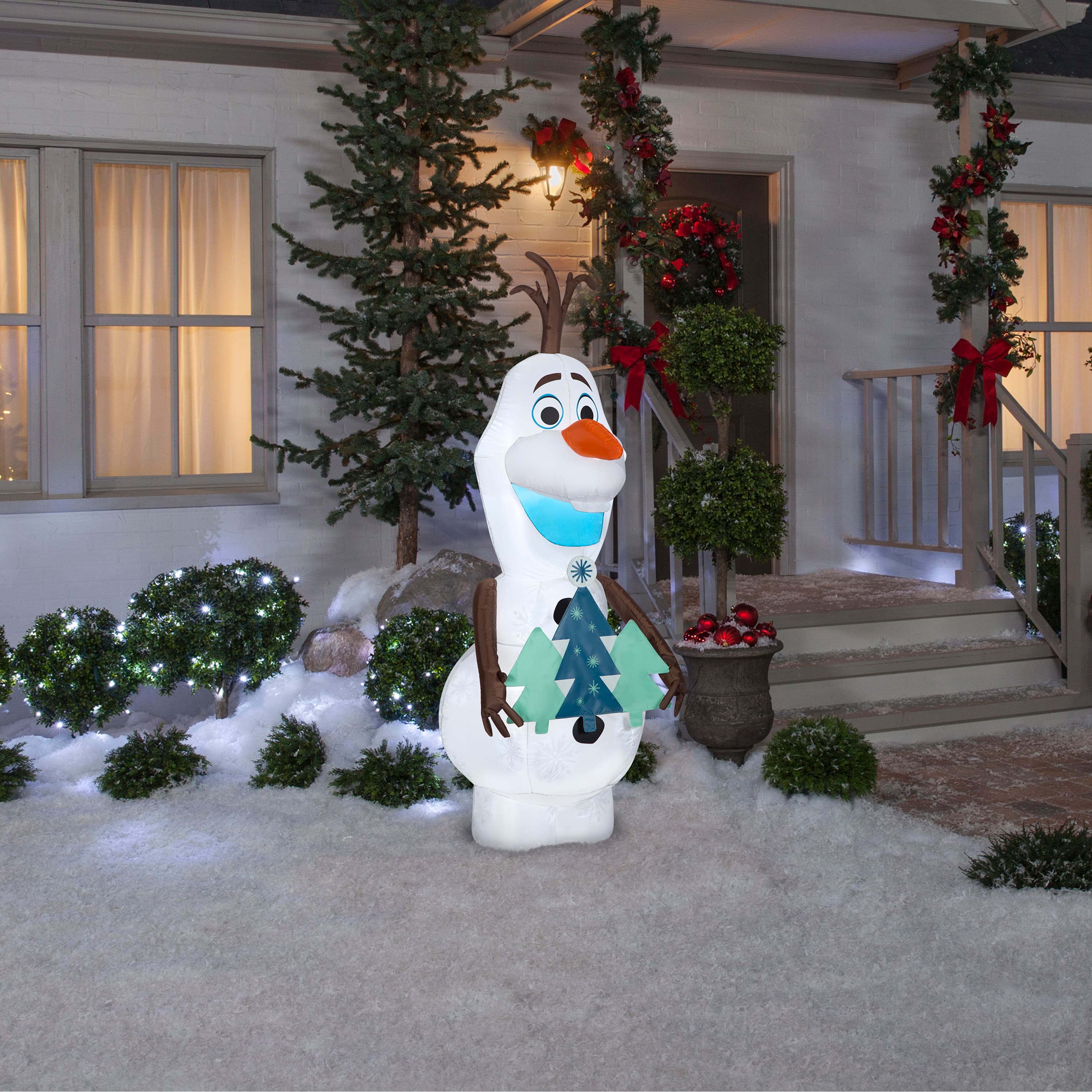 5.5ft. Airblown&#xAE; Inflatable Olaf with Christmas Trees