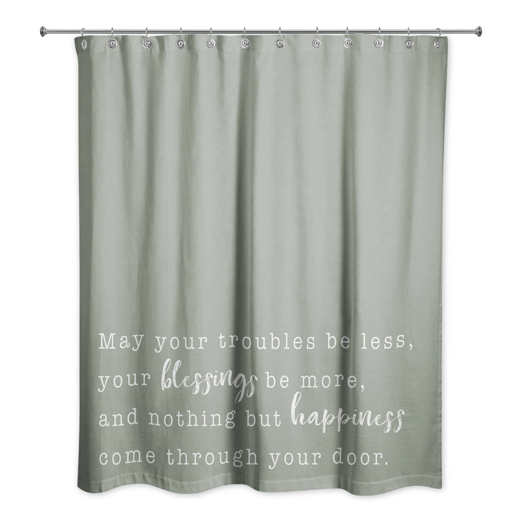 May Your Blessings Be More on Sage 71" x 74" Shower Curtain