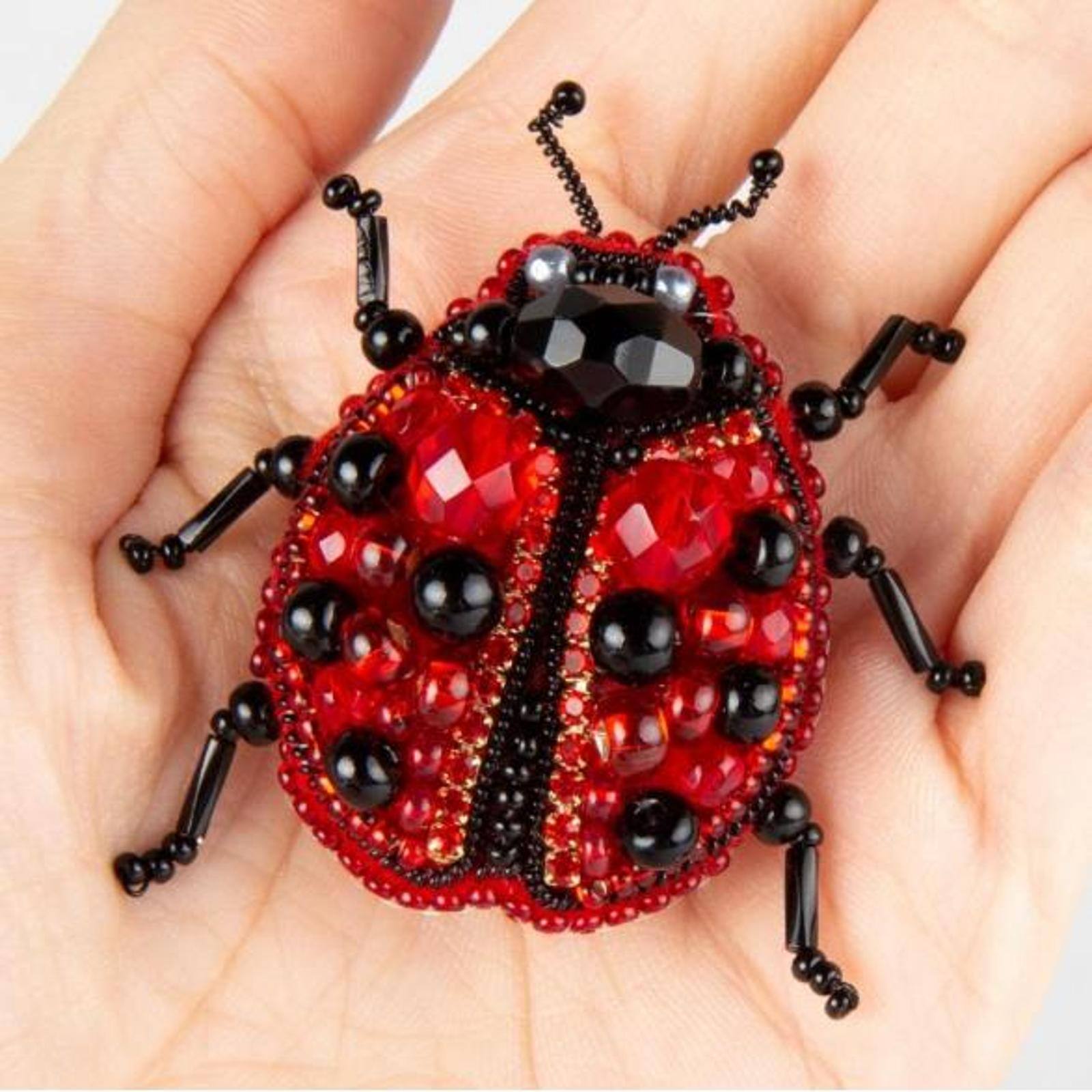 Crystal Art Beadwork Kit For Creating Broоch Ladybug