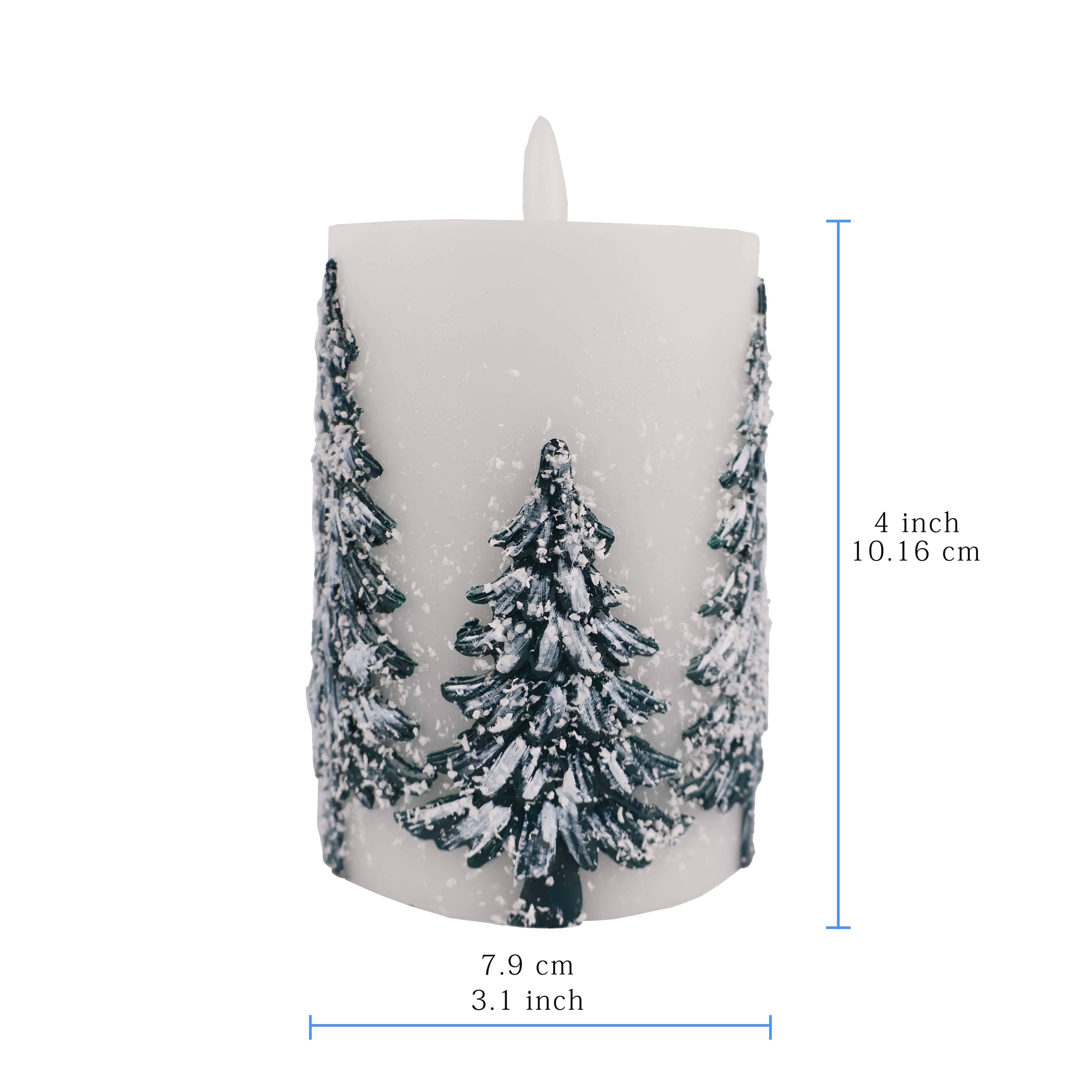 3&#x22; Flocked Trees LED Wax Pillar Candle by Ashland&#xAE;