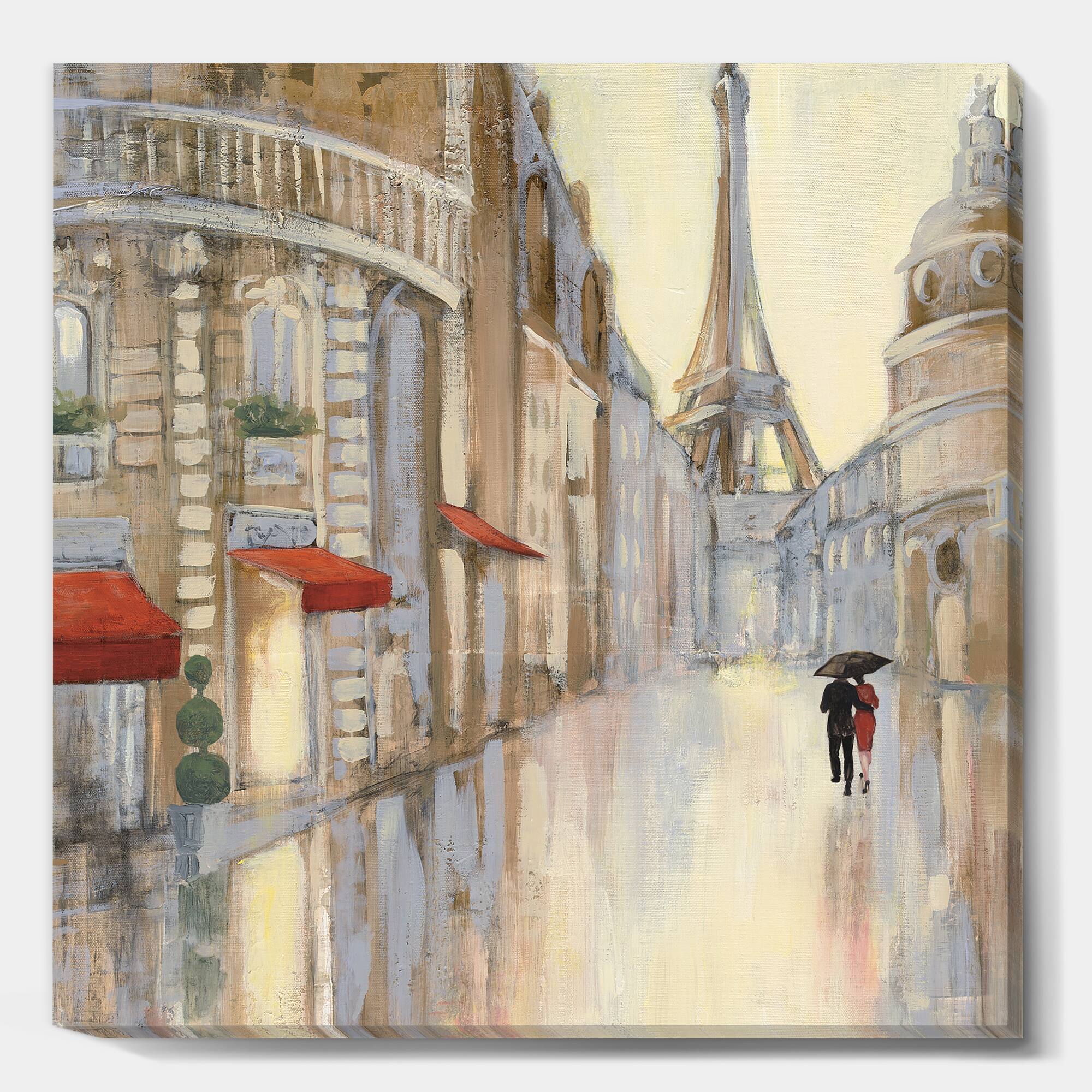 Designart - Love in Paris III - Romantic French Country Premium Canvas Wall Art