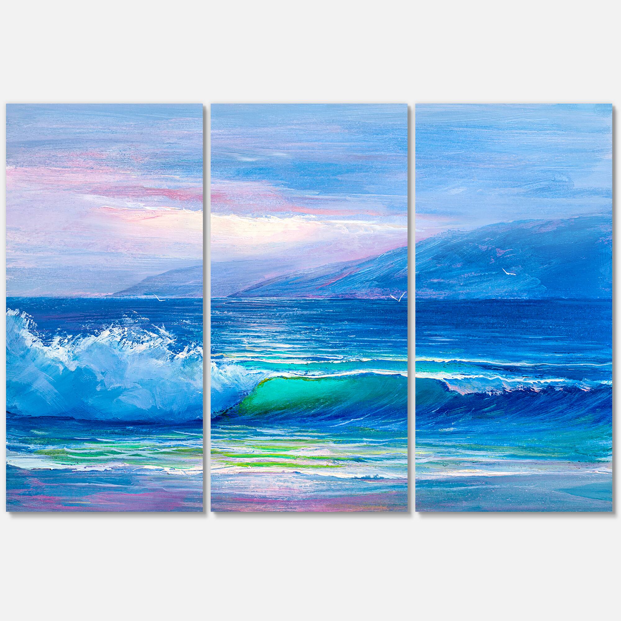Designart - Blue Waves Breaking At The Beach II