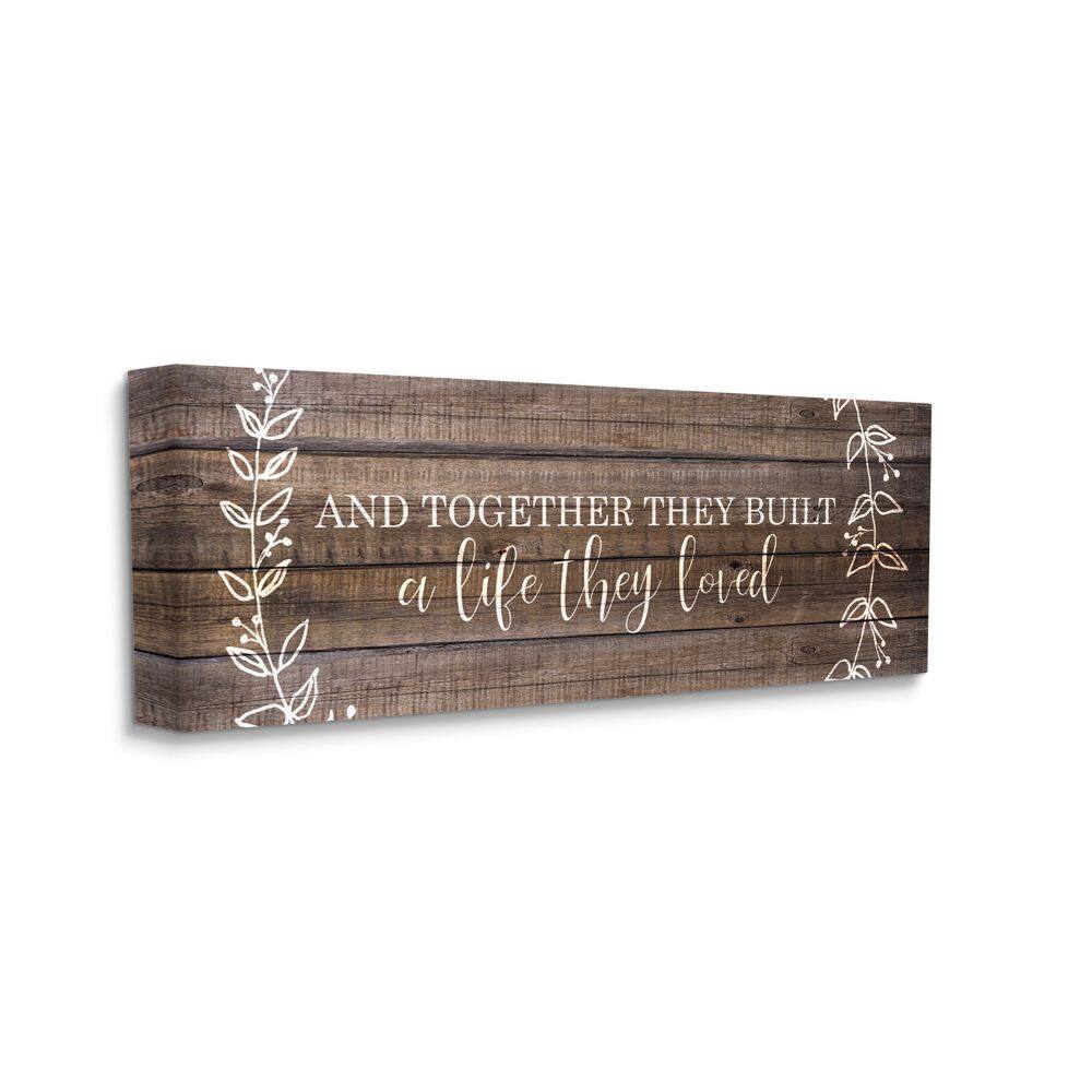 Stupell Industries Together They Built Love Wood Pattern Vines Worded Phrase Canvas Wall Art