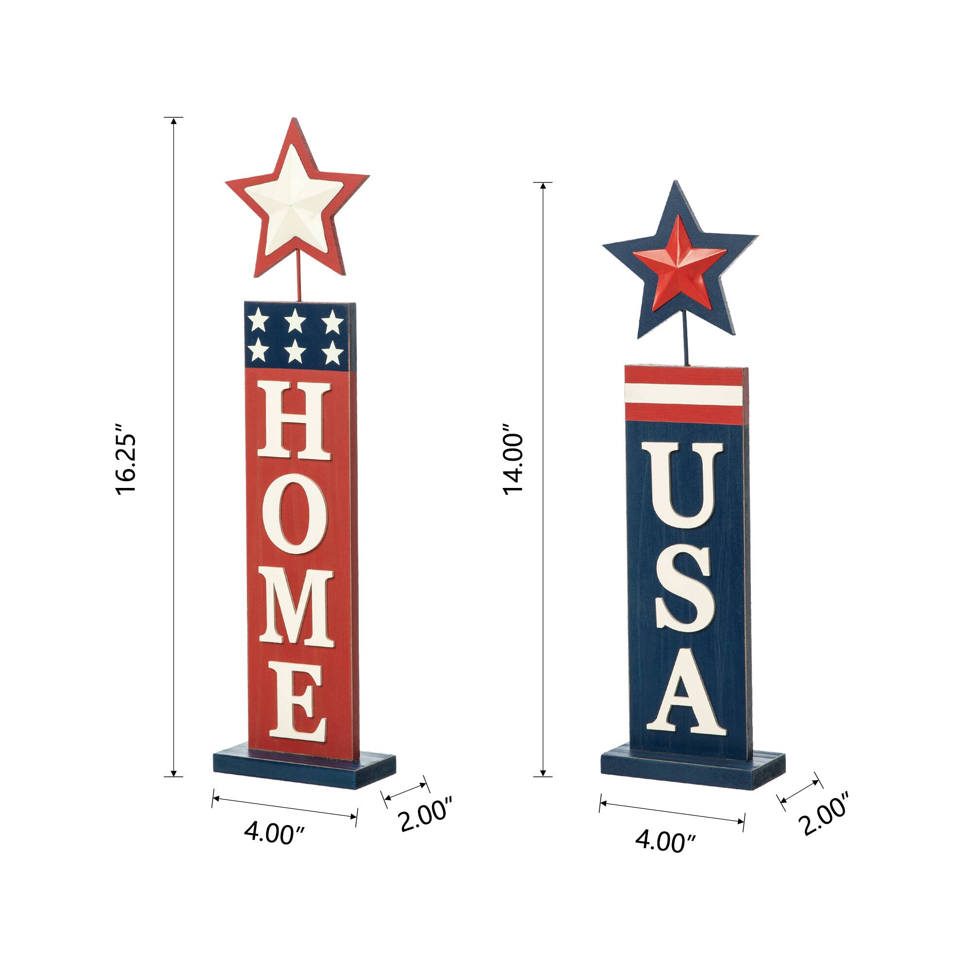 Glitzhome&#xAE; Americana Firecracker Table Sign Set