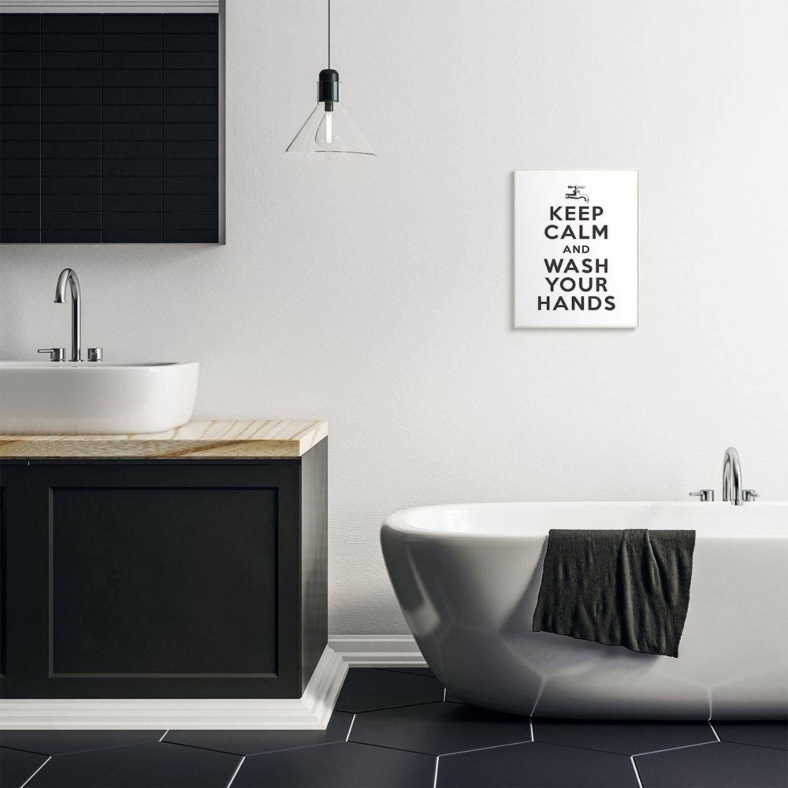 Stupell Industries Keep Calm & Wash Your Hands Phrase Bathroom Wall Art