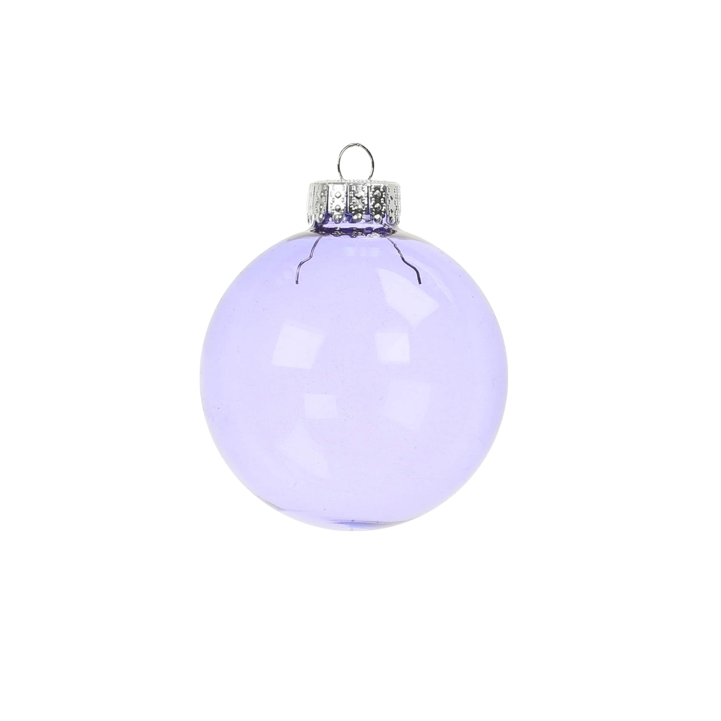 Paquet de 6 boules de Noël en verre lilas translucide de 65 mm d’Ashland