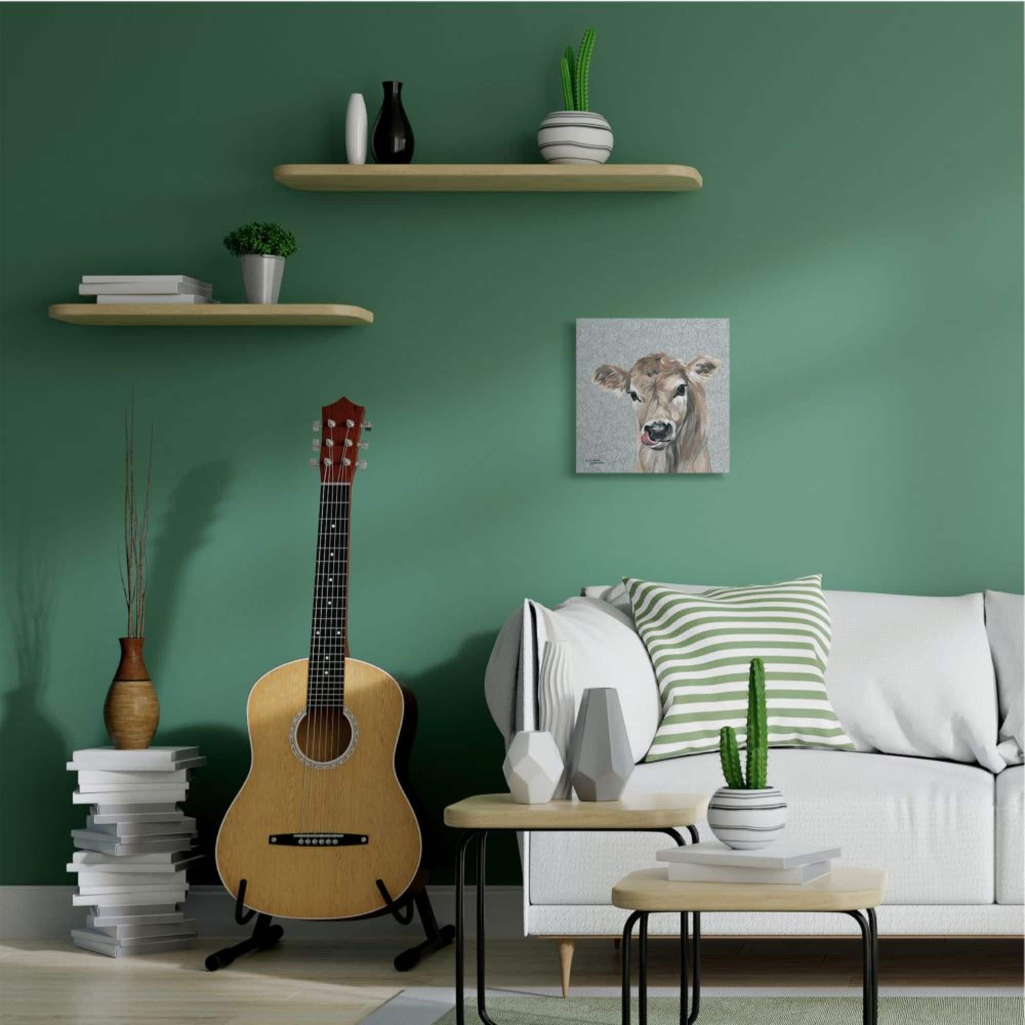 Stupell Industries Young Calf Portrait Floral Pattern Farm Animal Canvas Wall Art