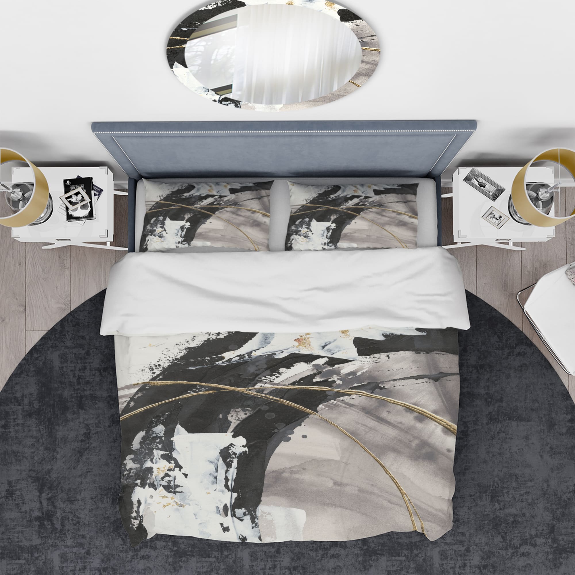 Designart &#x27;Glam Painted Arcs I&#x27; Glam Bedding Set - Duvet Cover &#x26; Shams
