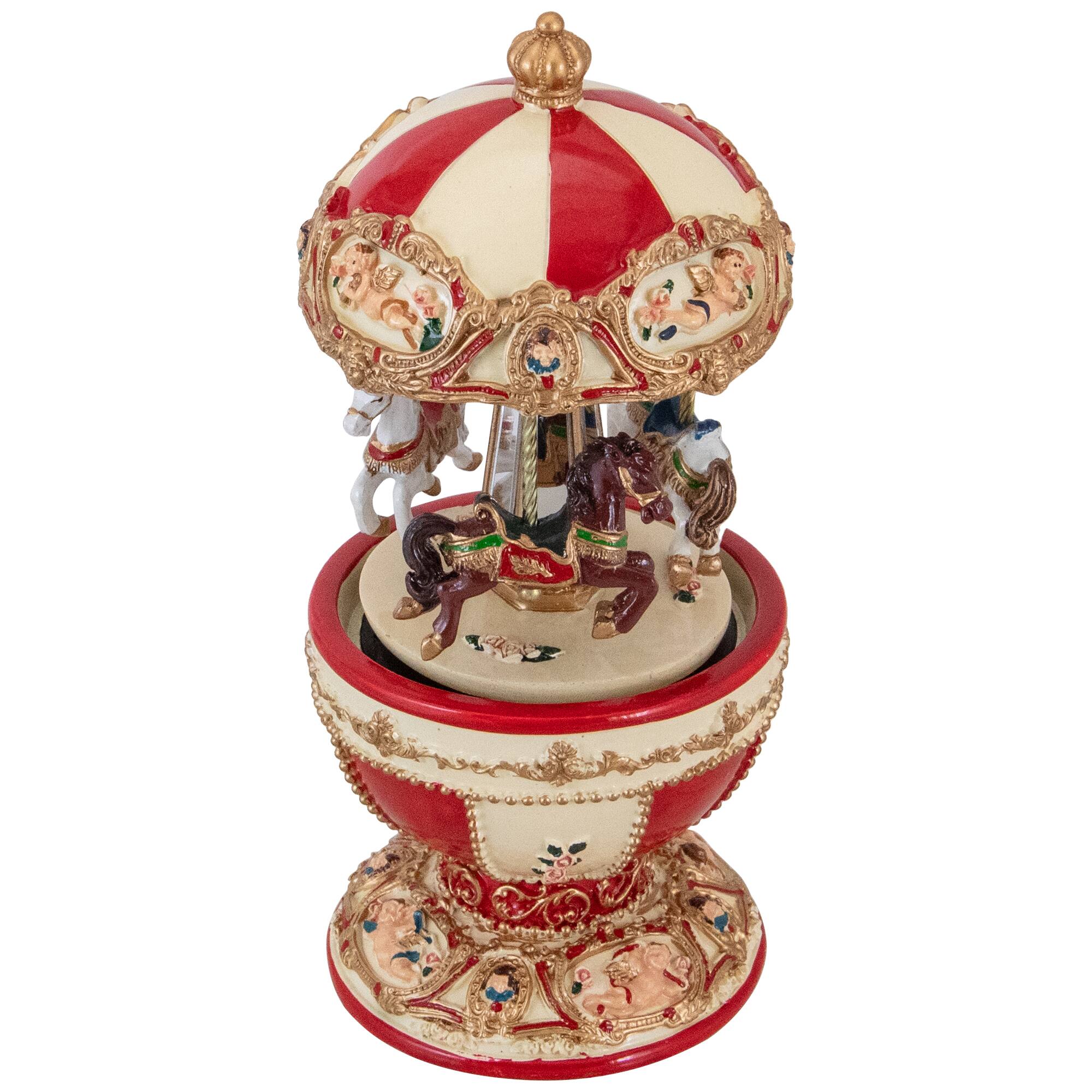 7.25" Animated & Musical Horses & Cupids Carousel
