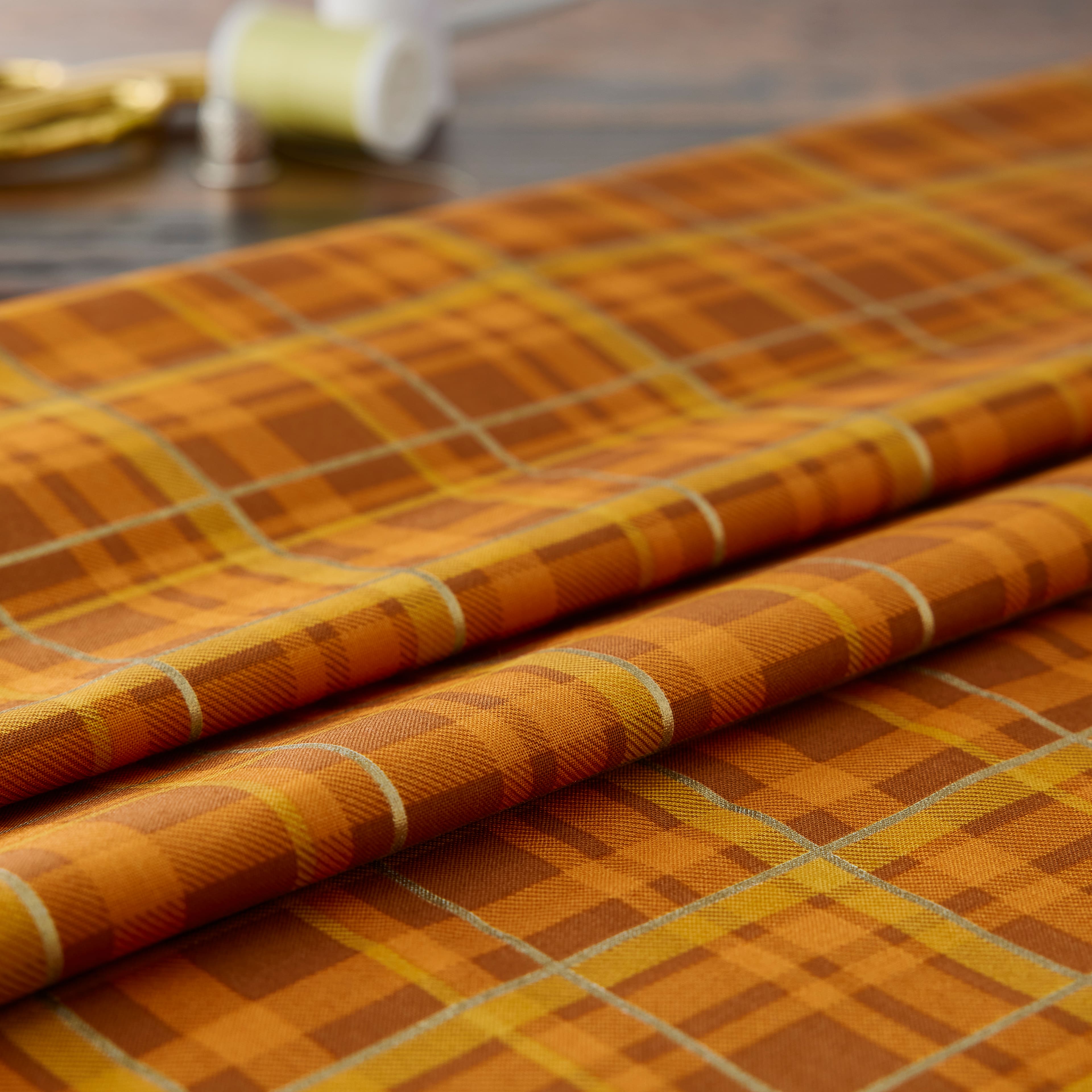Fabric Traditions Rust Plaid Glitter Cotton Fabric | Fall & Harvest ...