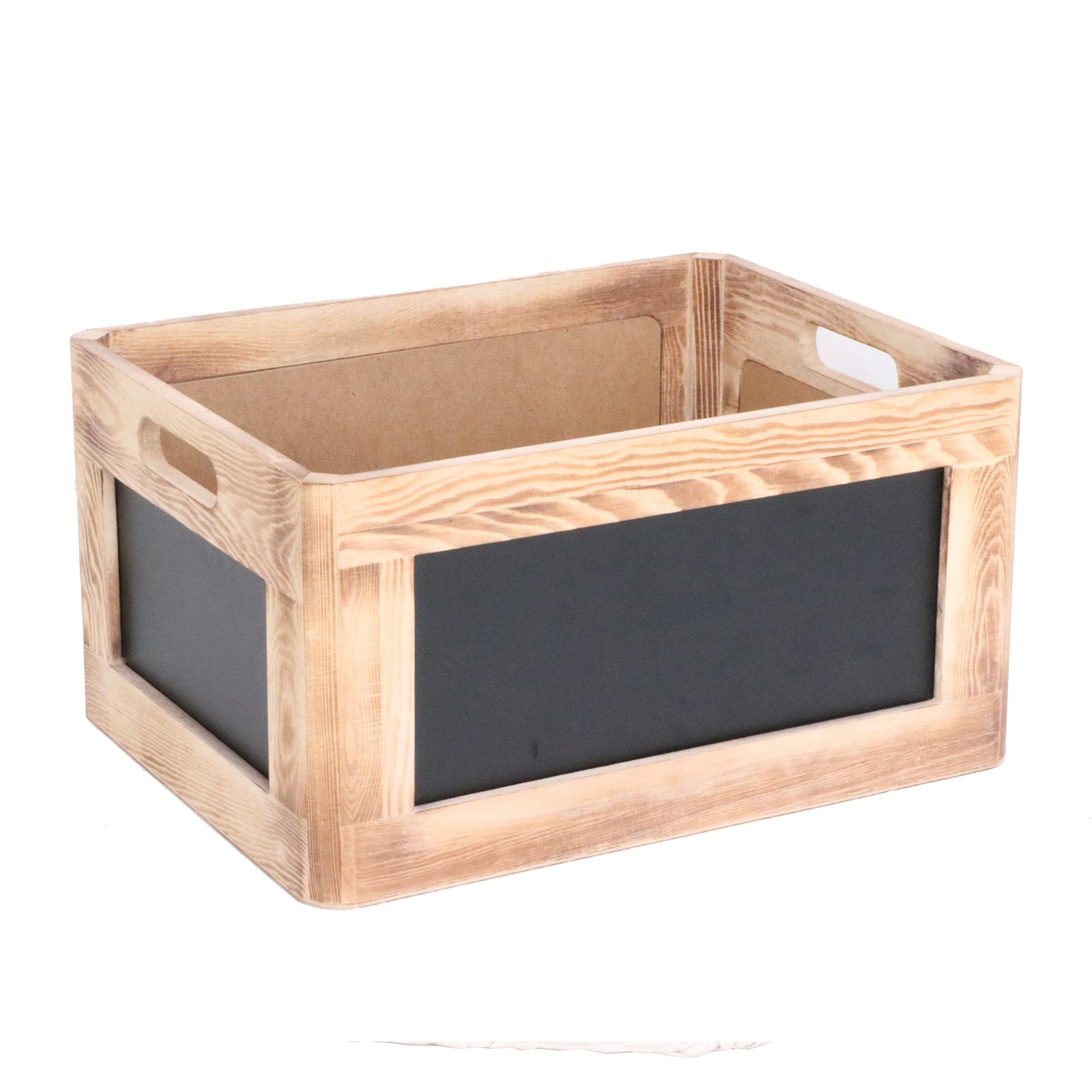 wooden box with chalkboard