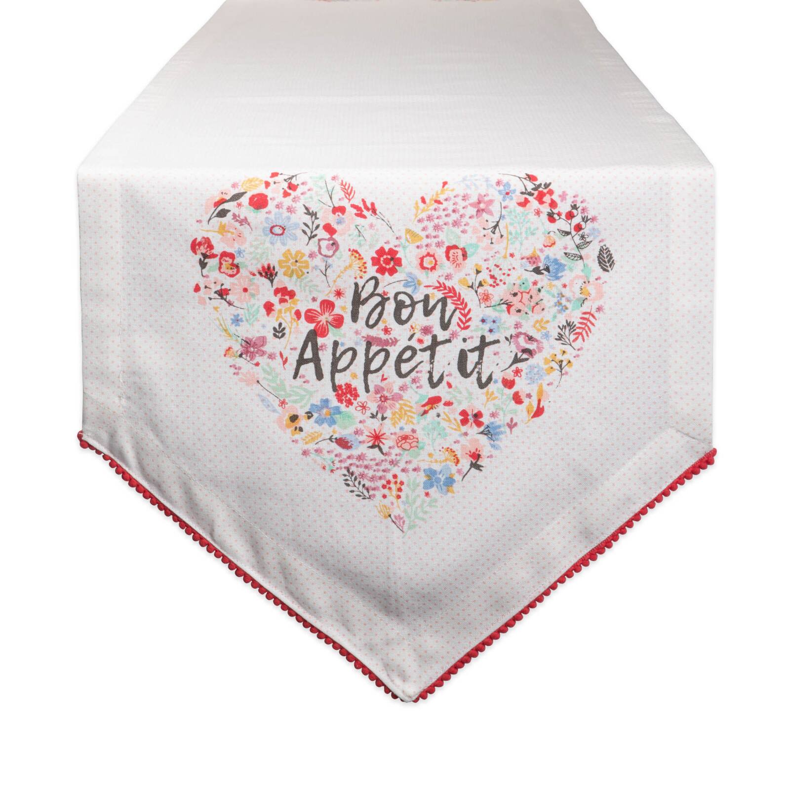 Bon Apetit Sleur Heart Print Table Runner 14" x 72"