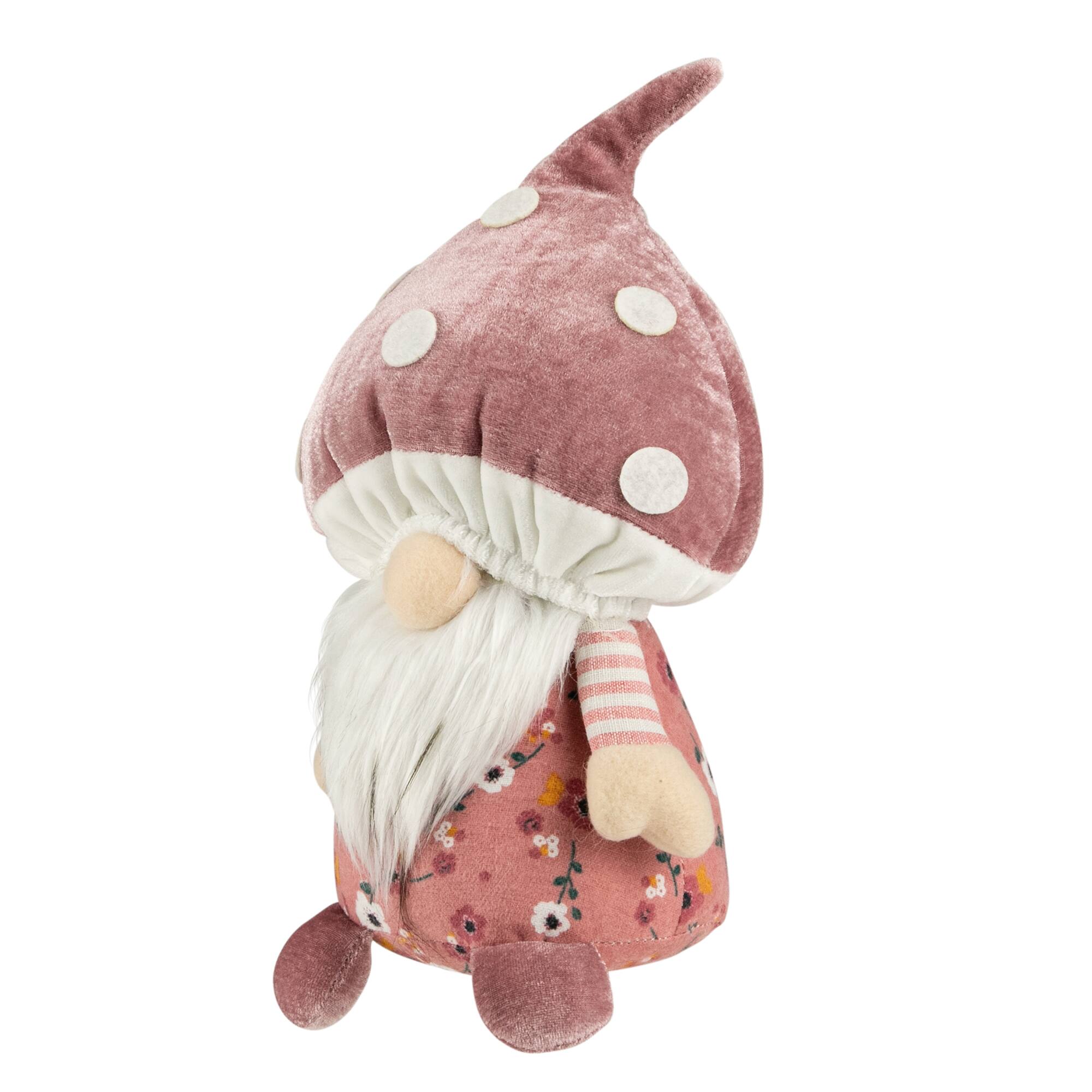 10.5&#x22; Pink Springtime Floral Mushroom Gnome