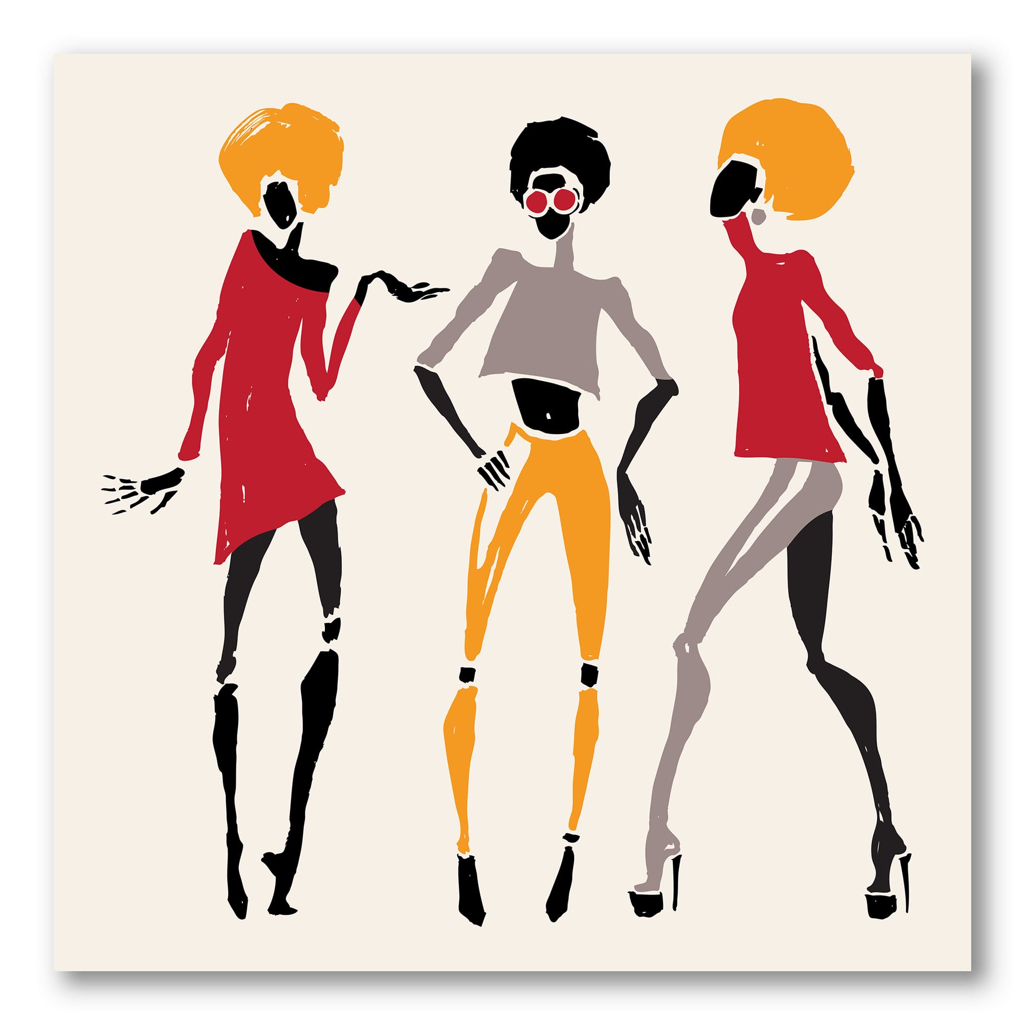 Designart - African American Women Silhouettes I - Modern Canvas Wall Art Print