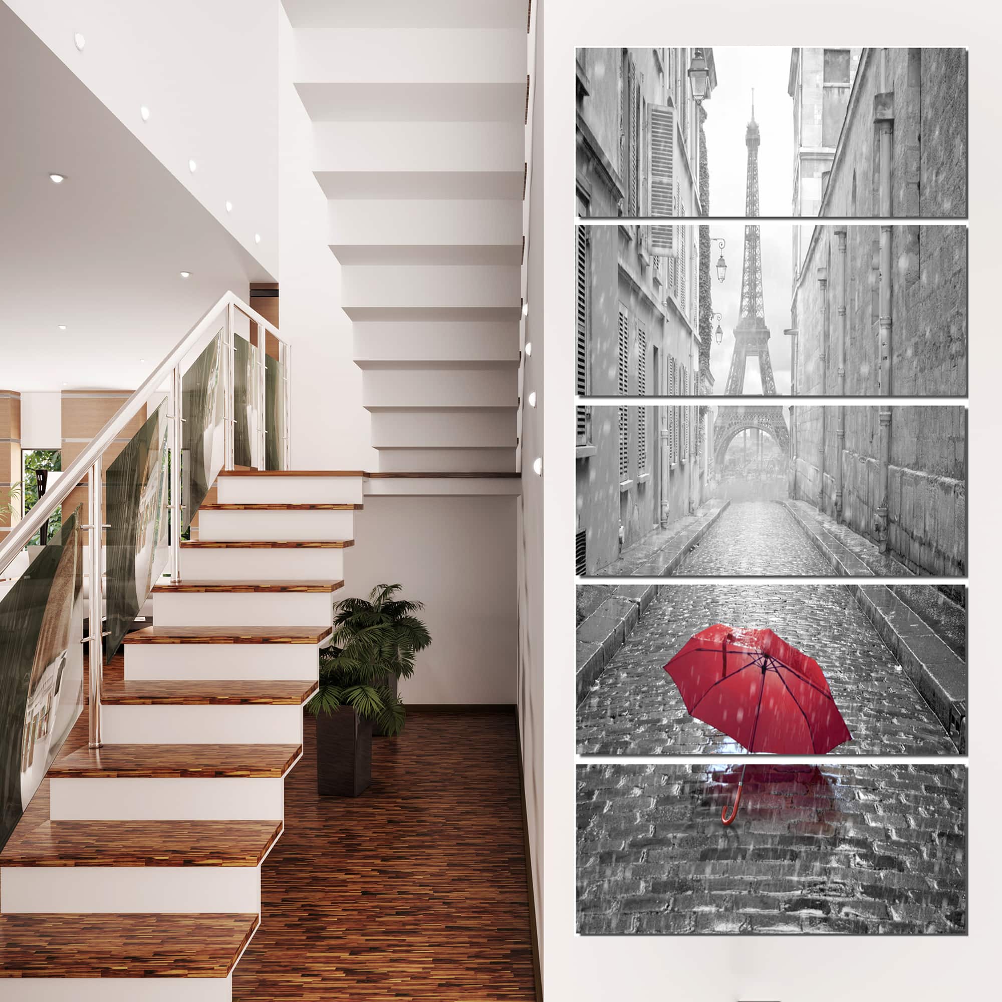 Designart - Eiffel View from Paris Street - Cityscape Photo Canvas Art Print