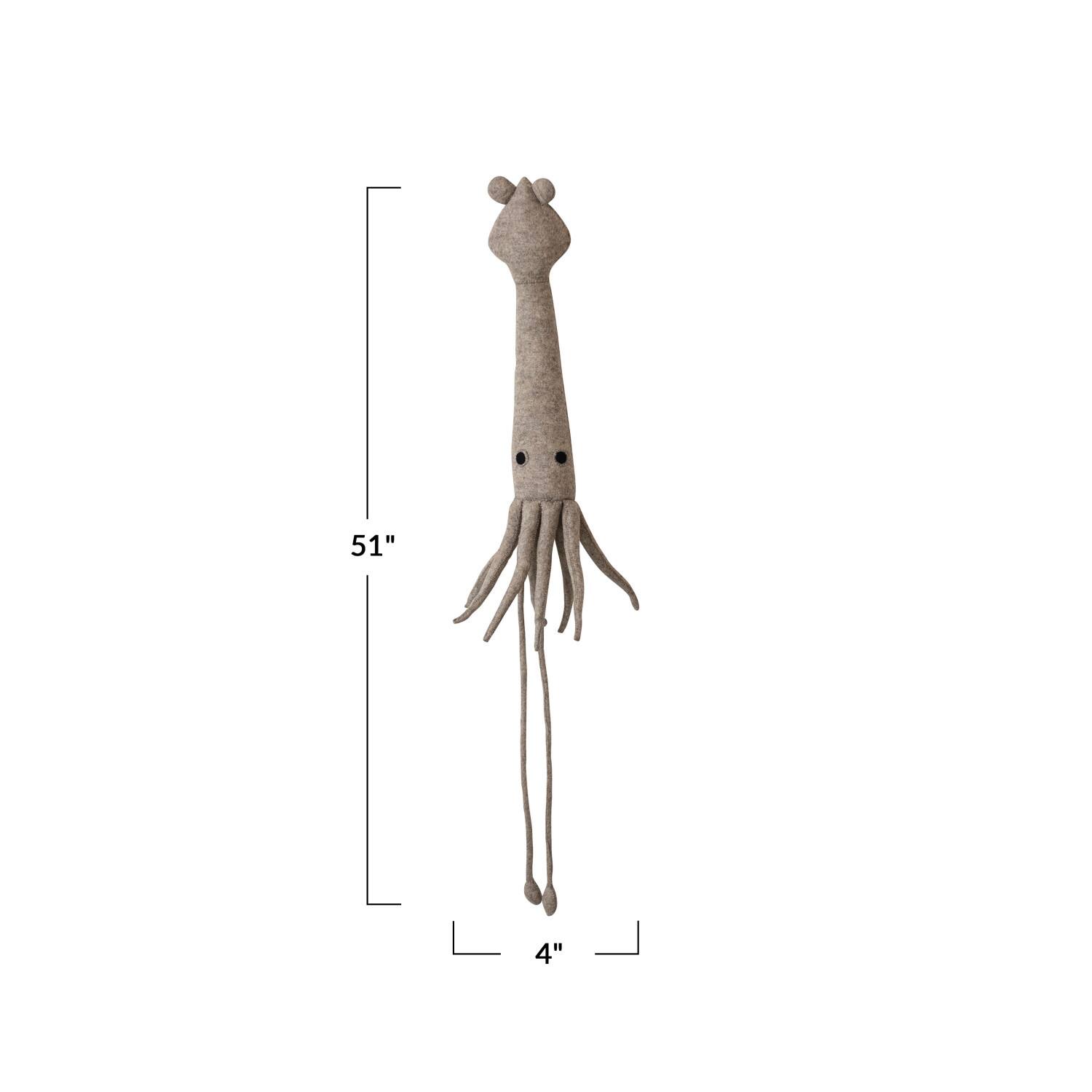 Hello Honey&#xAE; 51&#x22; Gray &#x26; Black Handmade Wool Felt Squid Wall Hanging