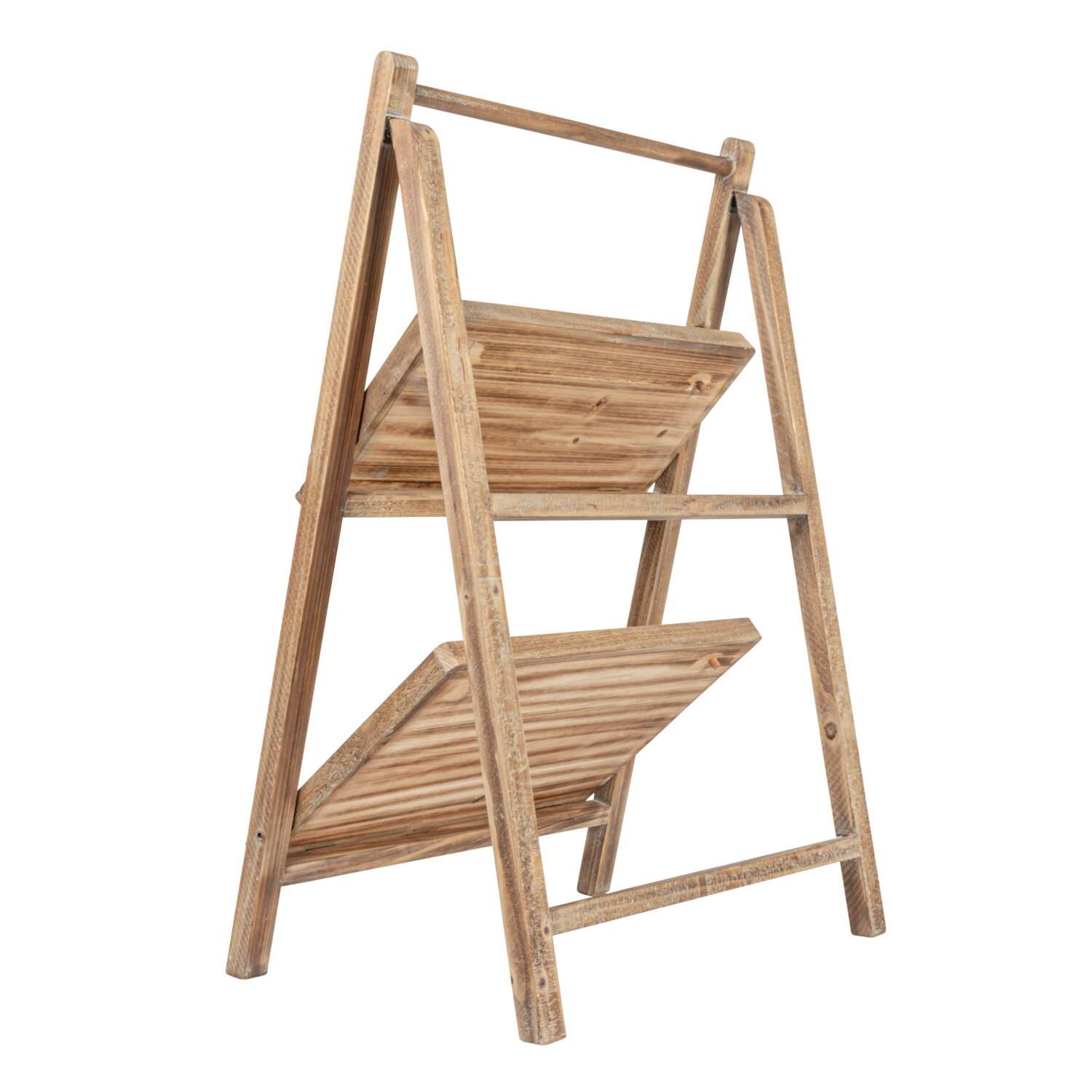 Hello Honey&#xAE; 3ft. 2-Tier Natural Wood Folding Storage Stand
