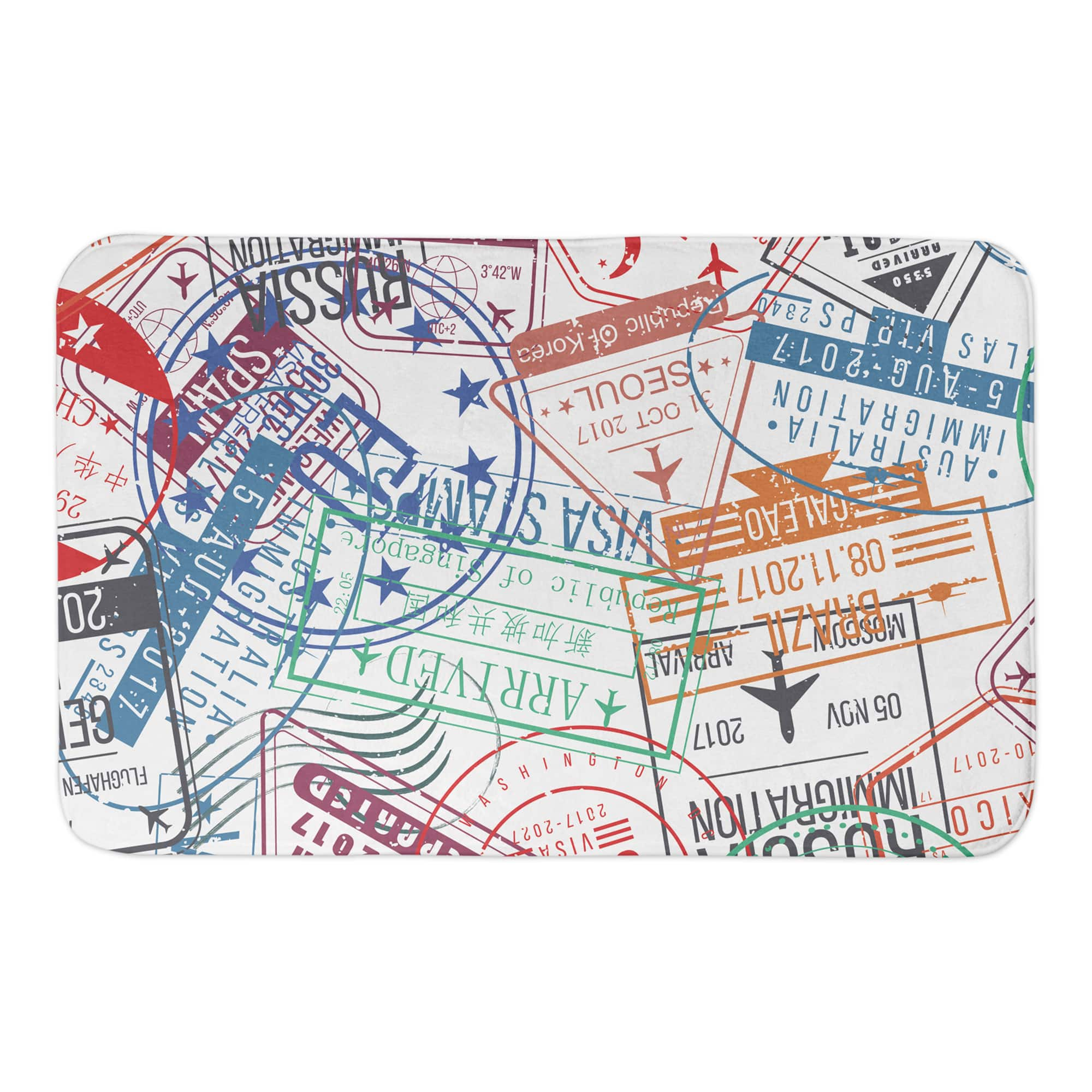 Colorful World Stamps 34&#x22; x 21&#x22; Bath Mat