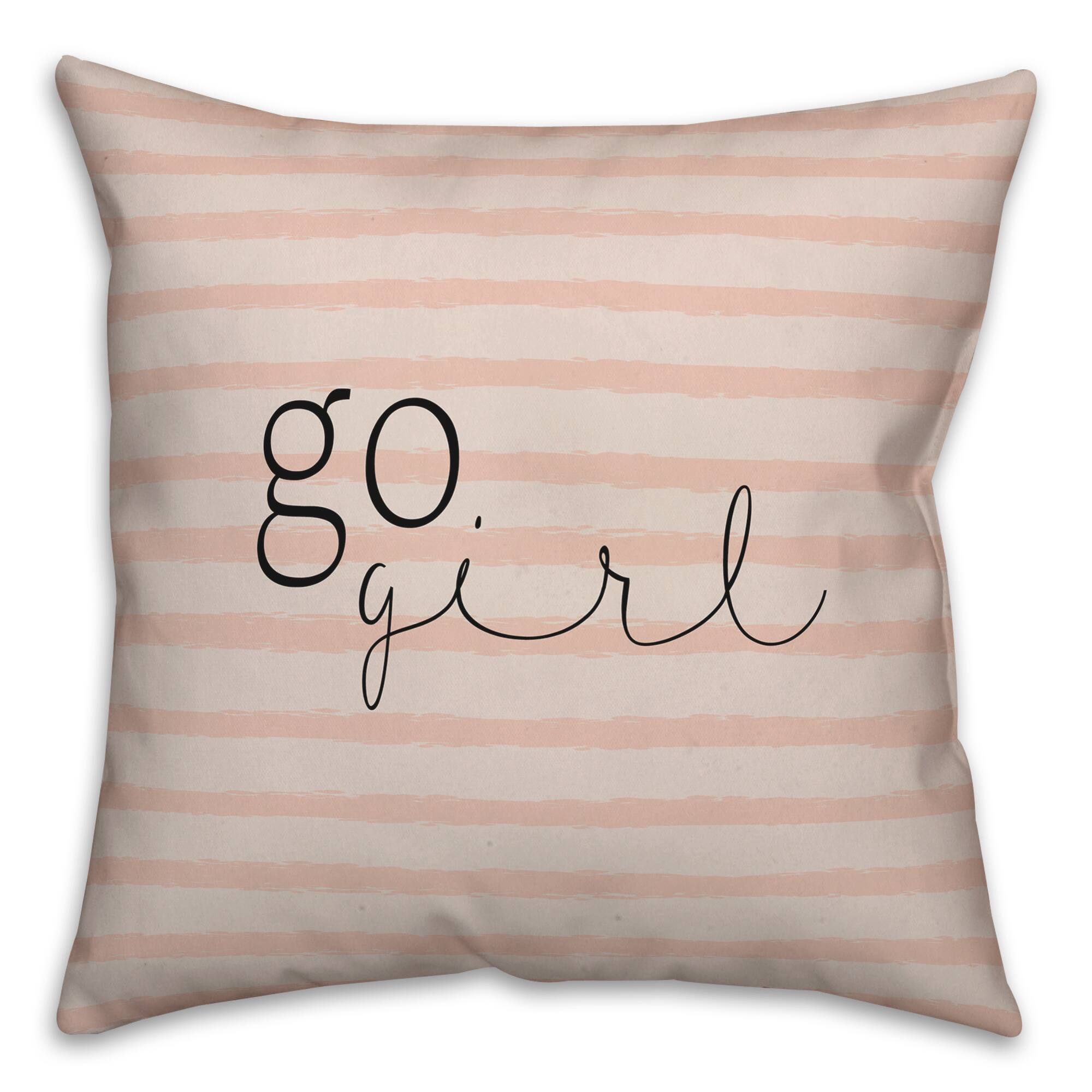 Go Girl Stripes 18" x 18" Throw Pillow